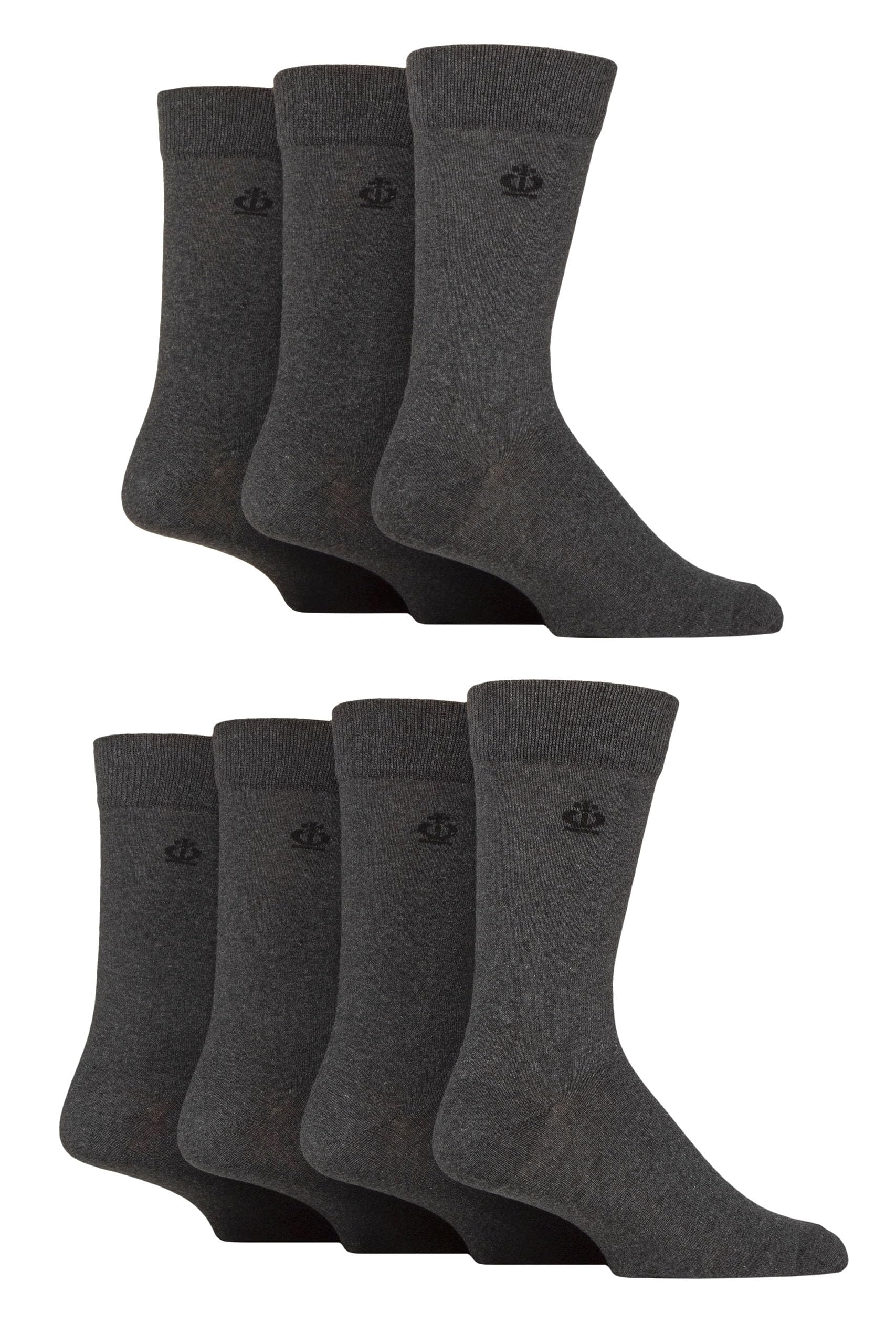 Jeff Banks Men's Charcoal Plain Recycled Cotton Socks Pack Of 7 (Uk, Numeric, 7, 11, Regular, Regular, )