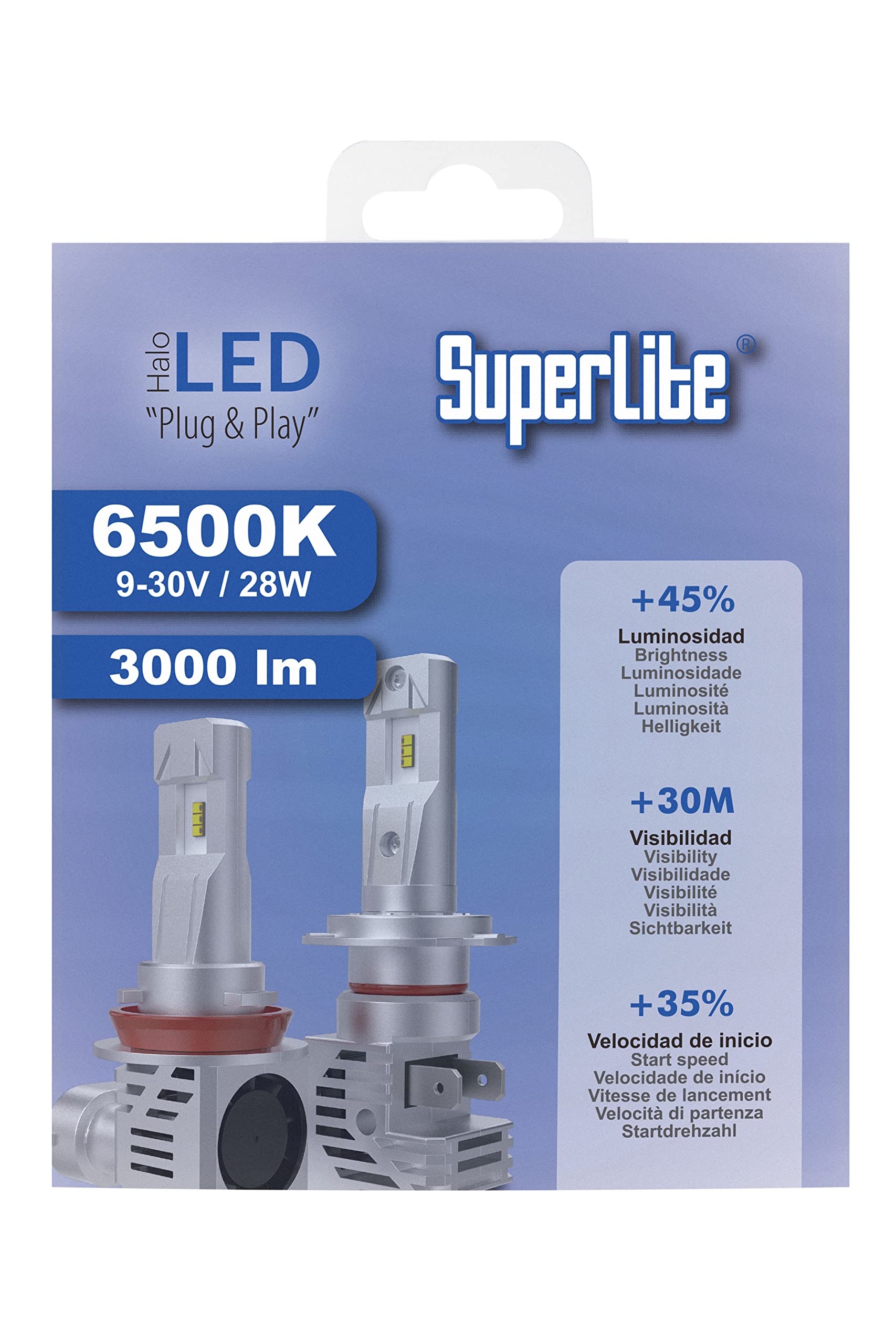 Kit de Conversion halogène à LED H4 Plug & Play Superlite 6500K / 9-30V / 28W