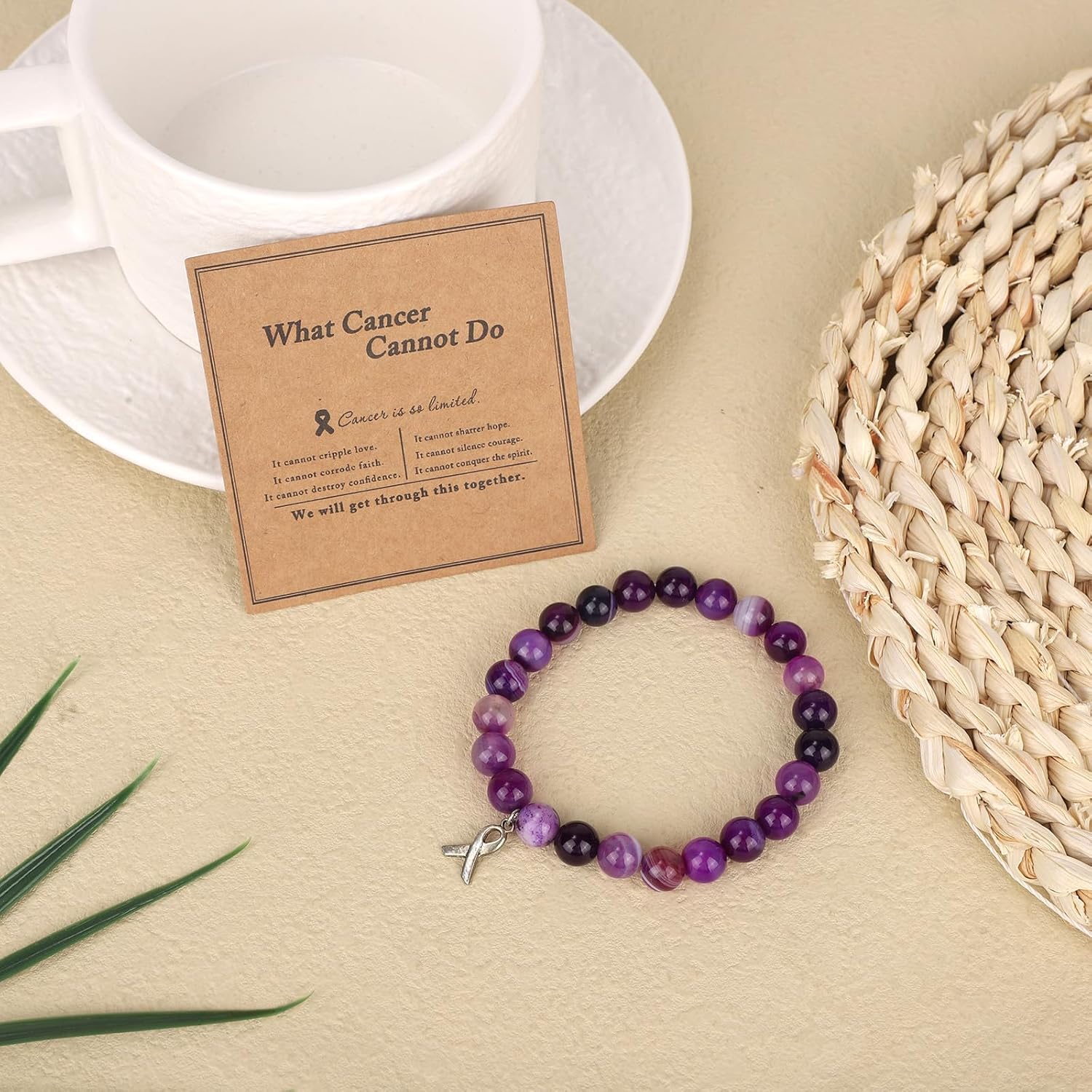 Amethyst Bracelet for Women, Handmade Inspirational Crystal Bracelet with Positive Card Encouragement Gift Adjustable Friendship Jewelry for Women Get Well Soon - Image 3