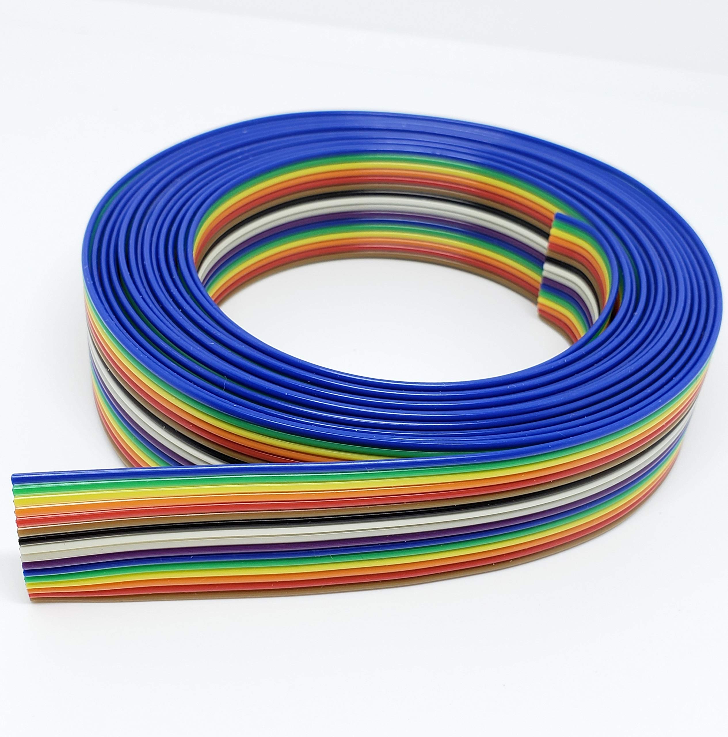 Pc Accessories - 10 Feet IDC 16P 1.27mm Rainbow Color Flat Ribbon Cable 16 Conductors for 2.54mm Connectors 16P 10FT