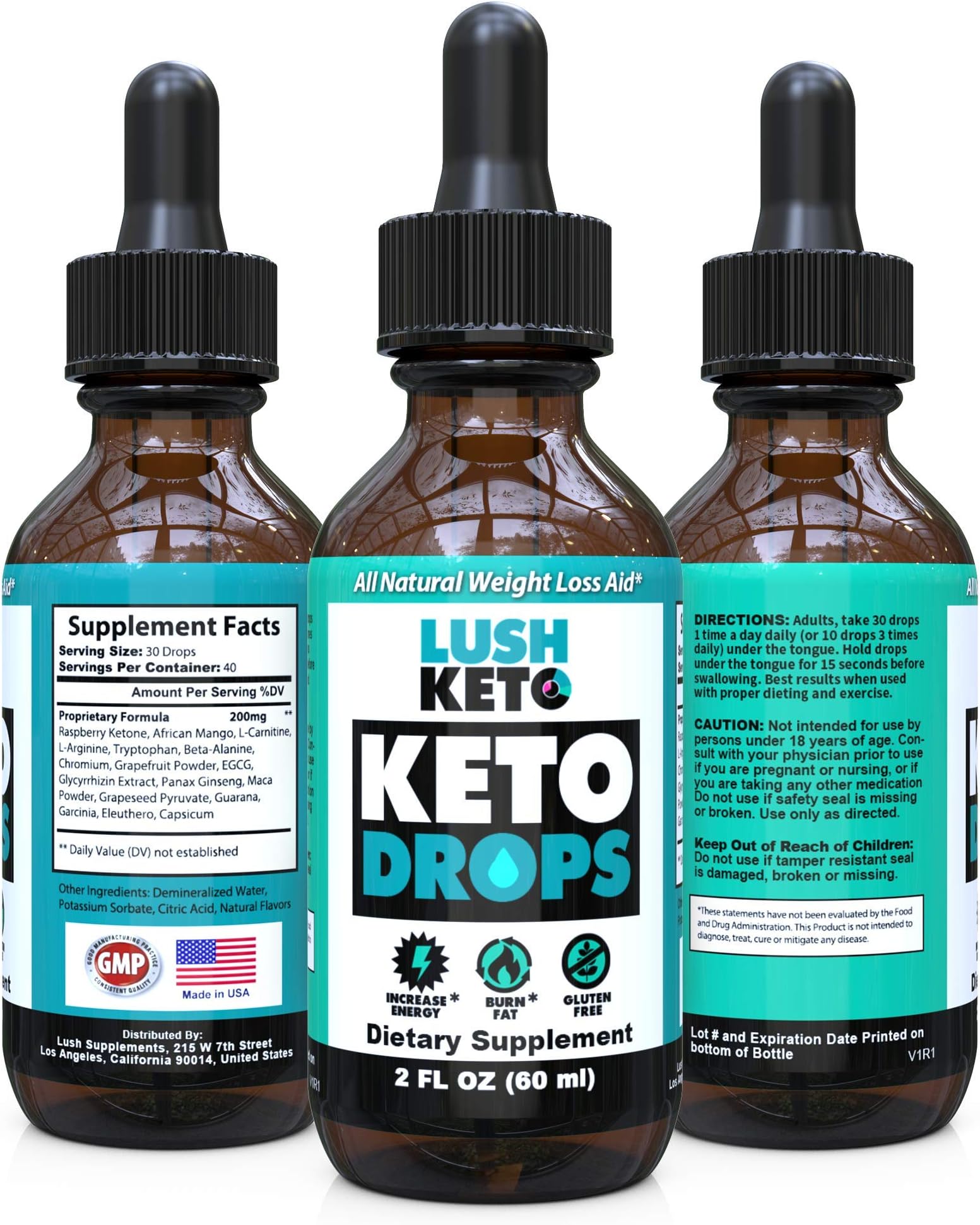 Lush Keto Liquid Drops - Advanced Keto Diet Drops - Keto Diet Formula Supports Ketosis, Increased Performance & Energy for Women & Men (60ml) Shark Tank Natural Ketogenic Health Supplement