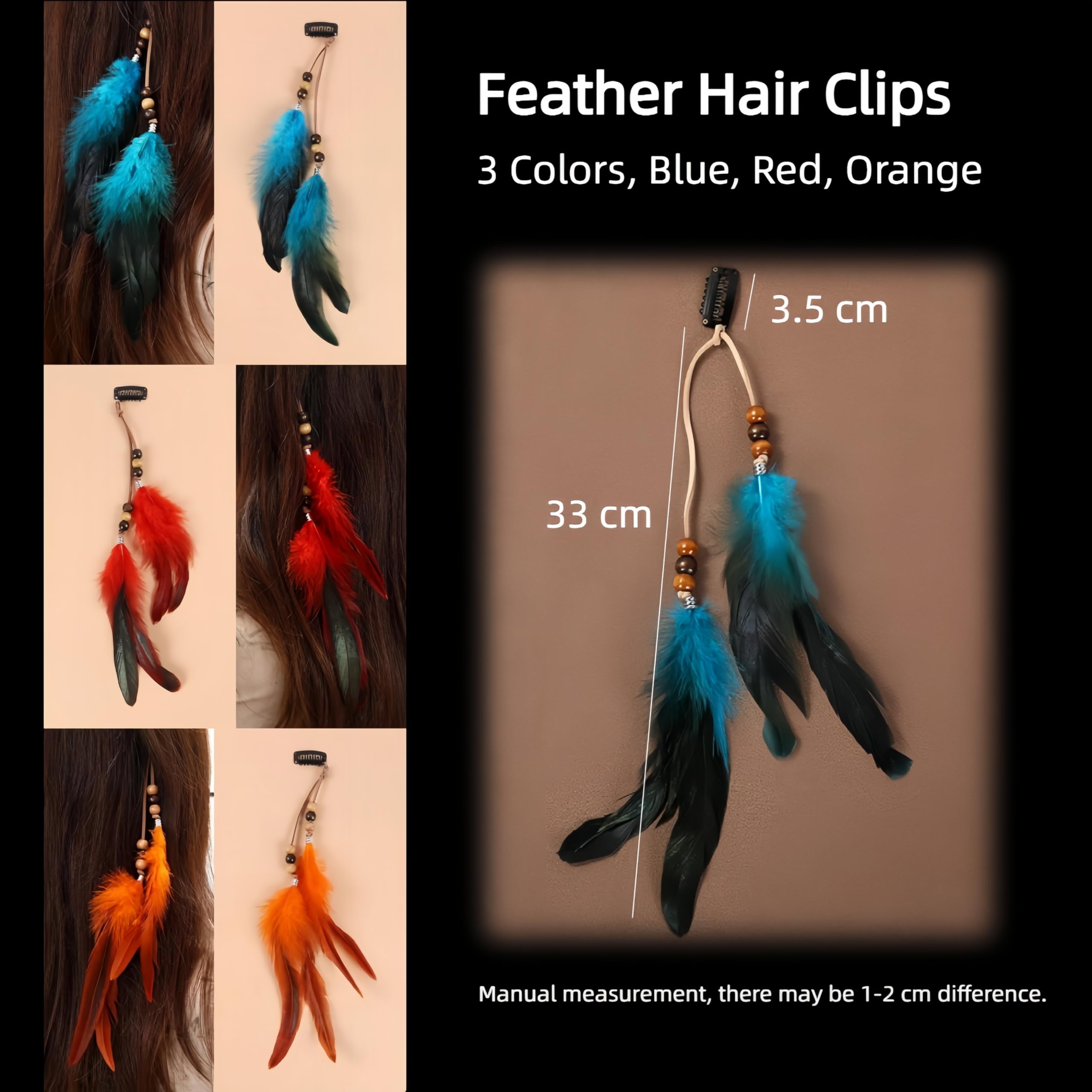 LG LOUIS GARDEN Avatar Cosplay Accessories, Soft Latex Pointed Elf Ears, Boho Feather Tassel Beads Necklace and Hair Clips, Avatar Na'vi Anime Costume Accessories