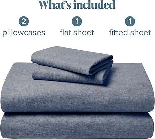 Miniatura 9 de Bare Home Juego de sábanas de franela 100% algodón, terciopelo suave y pesado, franela de doble cepillado, bolsillo profundo (Queen, índigo jaspeado)