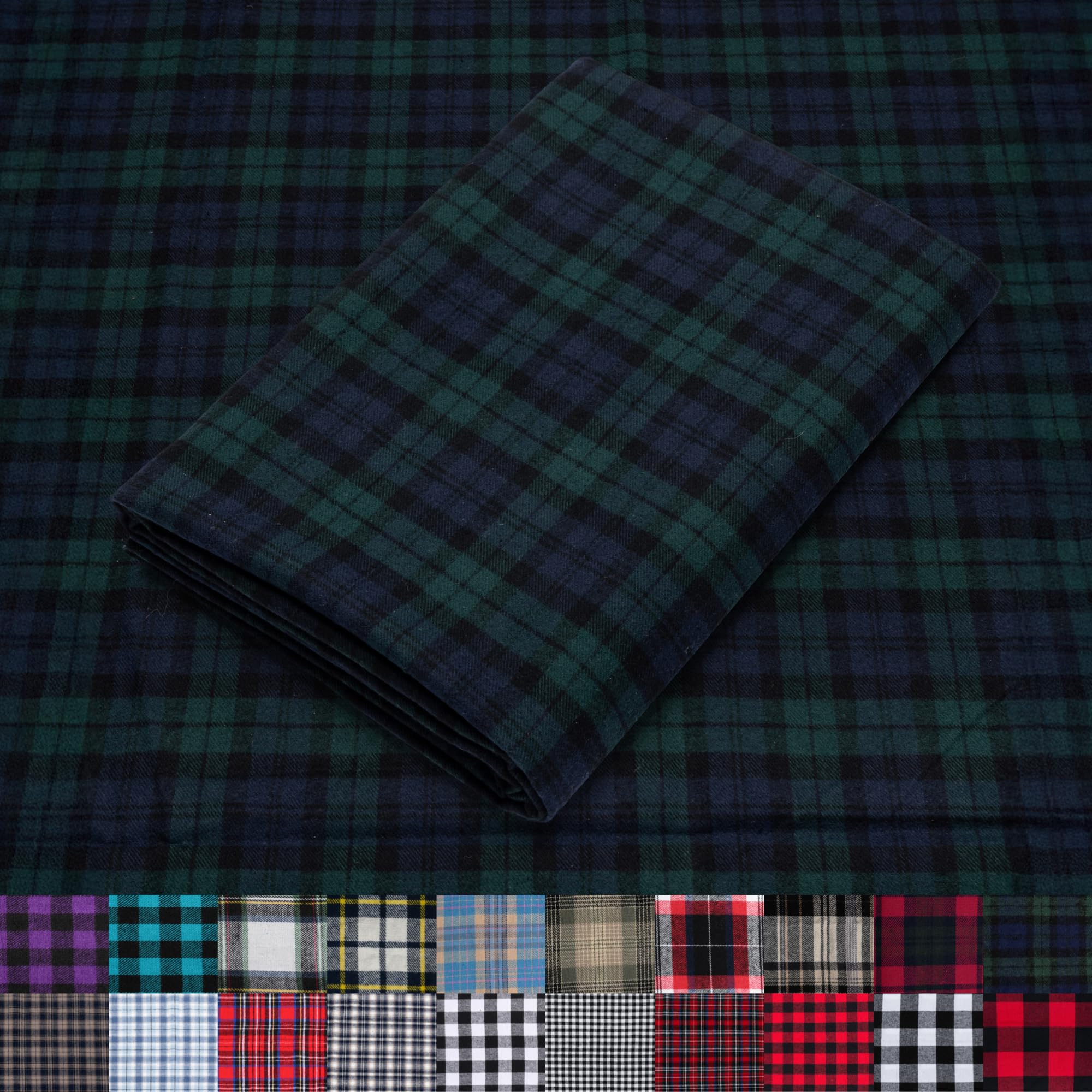 Pico Textiles 1 Yard Blue and Green Blackwatch Tartan Plaid Flannel Fabric - 60" Wide - 100% Cotton - Sold by The Yard - for Shirts, Scarves, Pajamas & Receiving Blankets — view 89