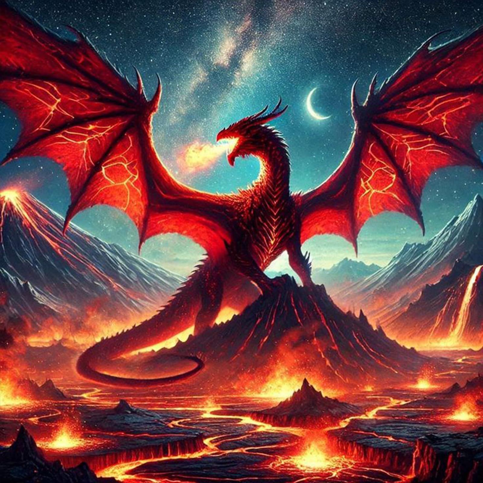 GEEHEIY Dragon Diamond Art Kits Adults, Dragon 5D Diamond Painting Kit for Adults Beginners, DIY Full Round Drill Gem Art Kits for Home Decor 14 x 14 inch
