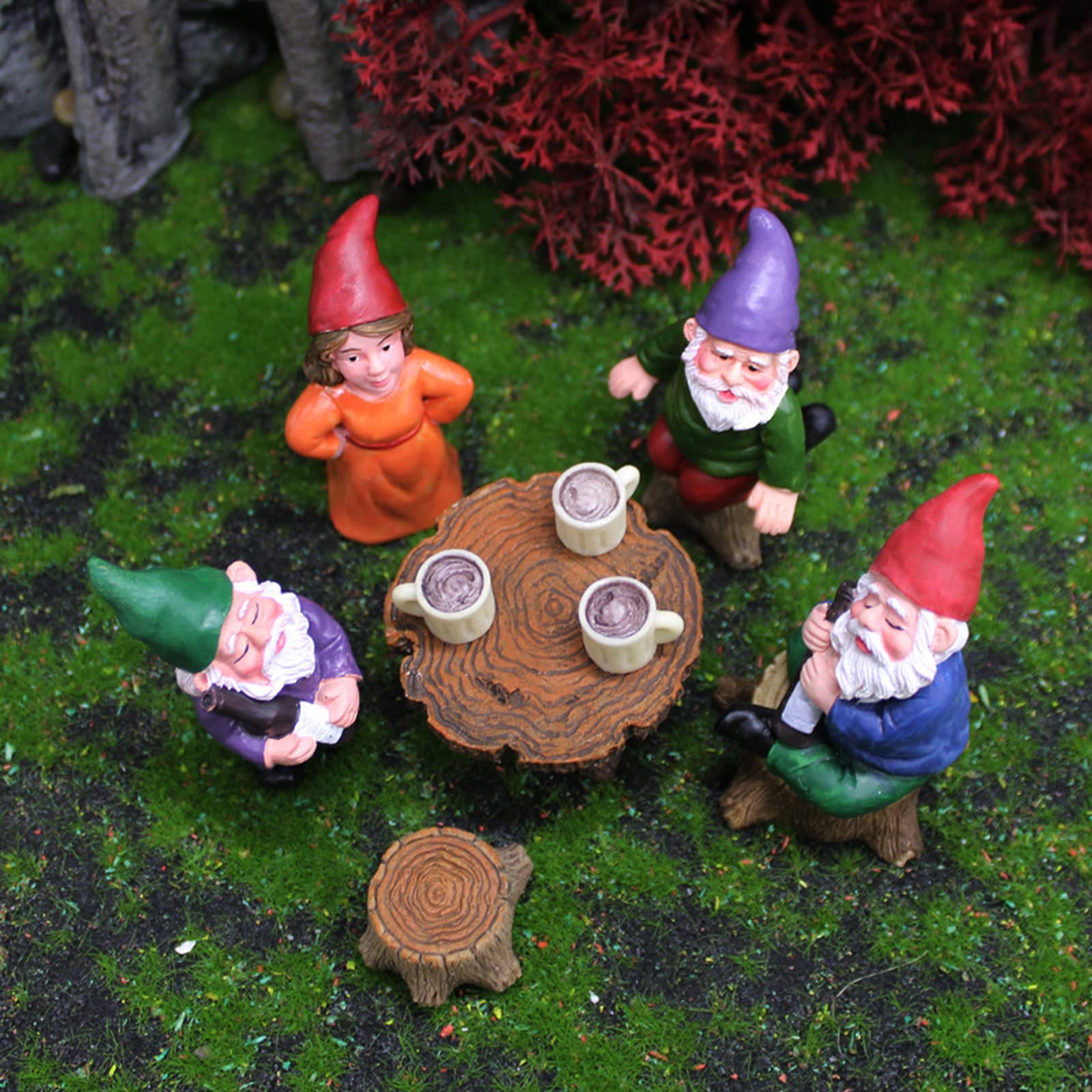 Set di 6 gnomi da giardinaggio in miniatura, mini gnomi da giardino, statua di gnomi nani, per esterni, divertenti, da giardino, decorazione statua nana, per casa, da tavolo.