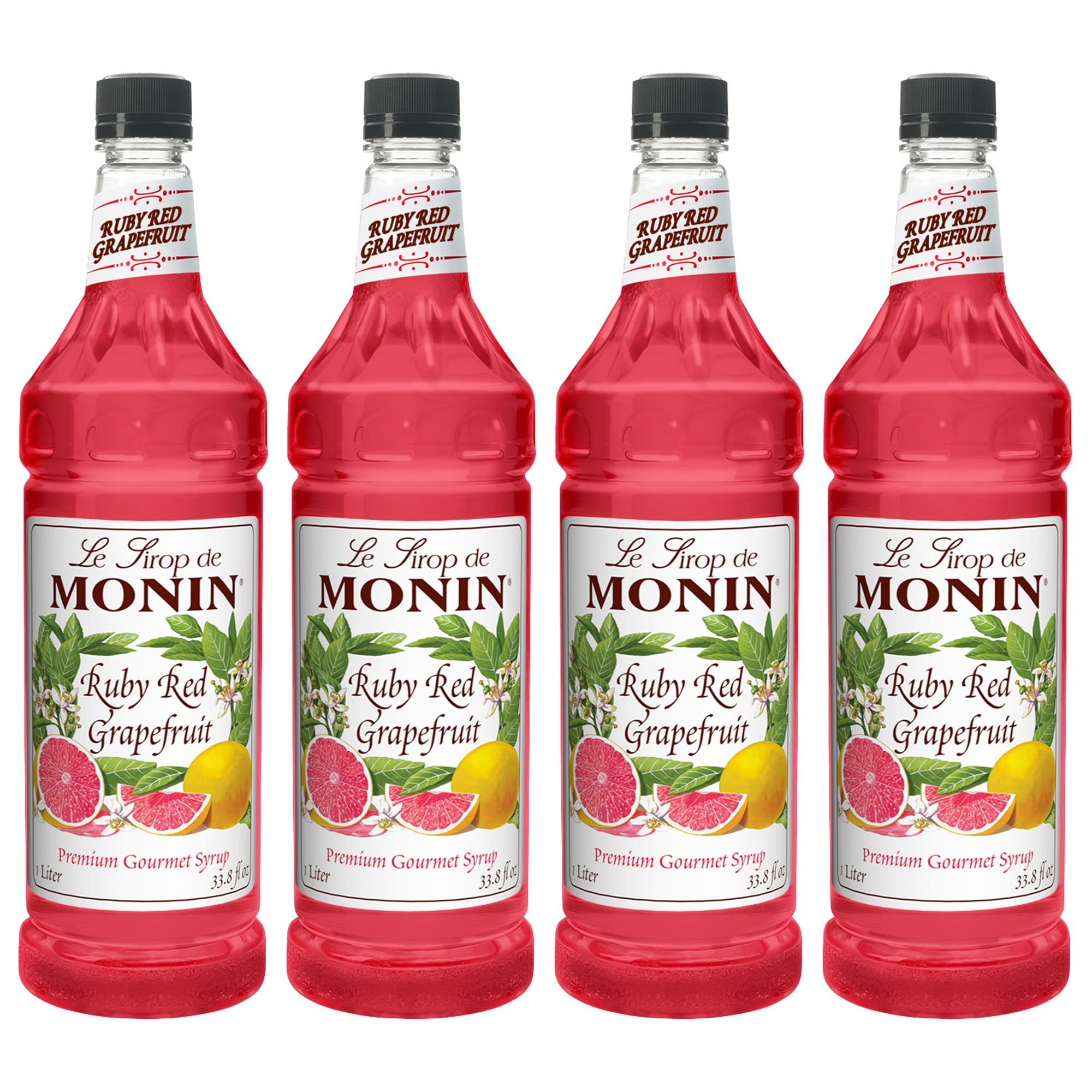 Monin Ruby Red Grapefruit, 48-Ounce Packages (Pack of 4)