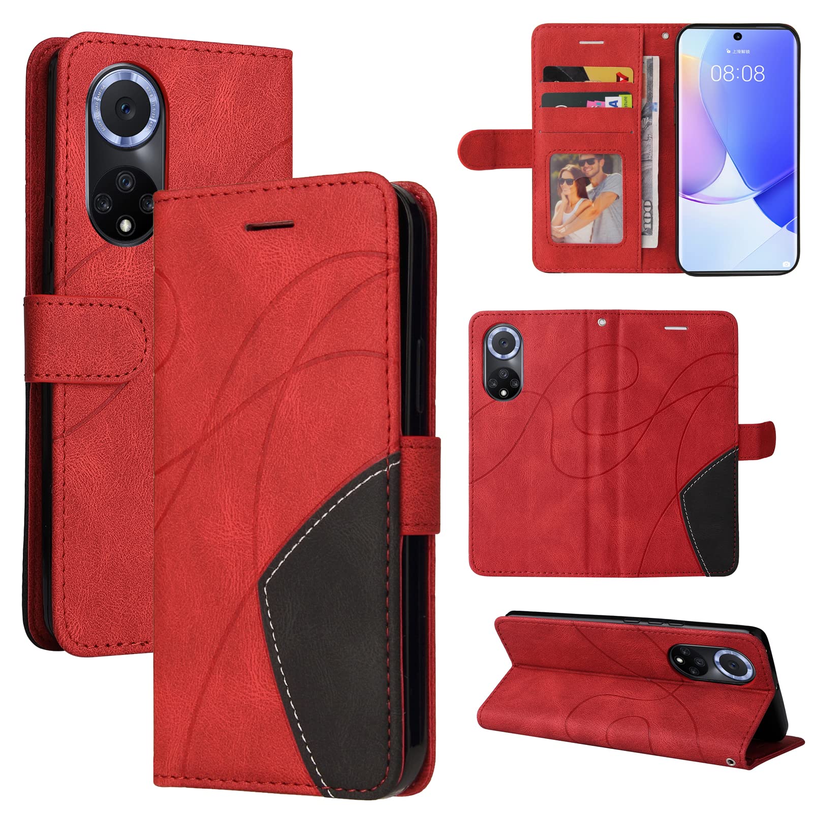 Custodia in pelle per Huawei Nova 9/Honor 50, flip case con slot per carte, portafoglio e supporto Viola