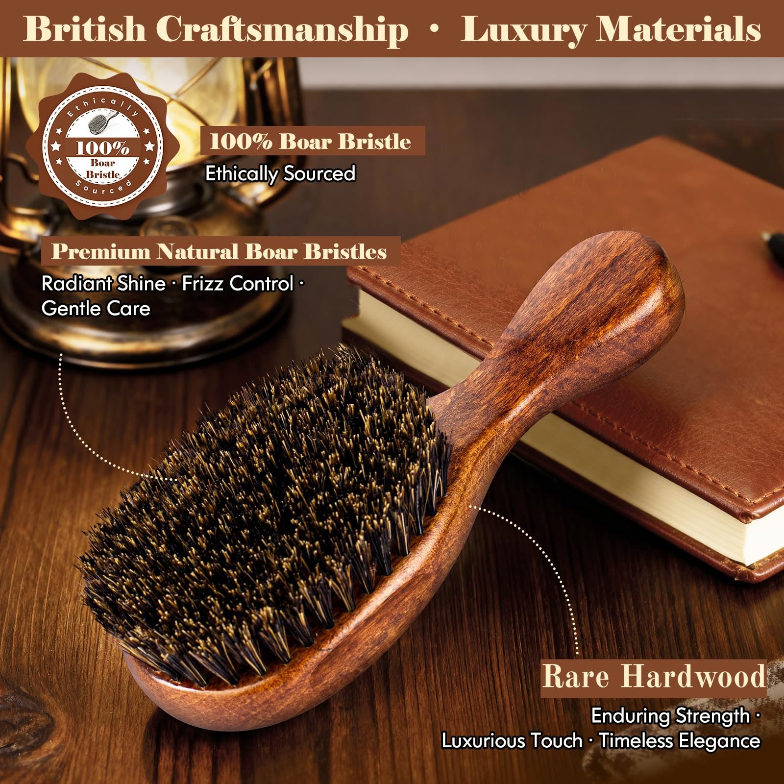 Cepillo de cerdas de jabalí desde 1965, artesanía británica, hecho a mano, de madera natural, mini cepillo para barba, cerdas suaves y puras, desenreda suavemente para mujeres, hombres y niños