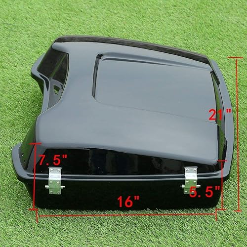 Miniatura 2 de TCMT Tronco de afeitar negro vívido de 5.5 pulgadas y estante de montaje negro de 2 arriba, apto para Harley Tour Pack Touring Road King Road Glide