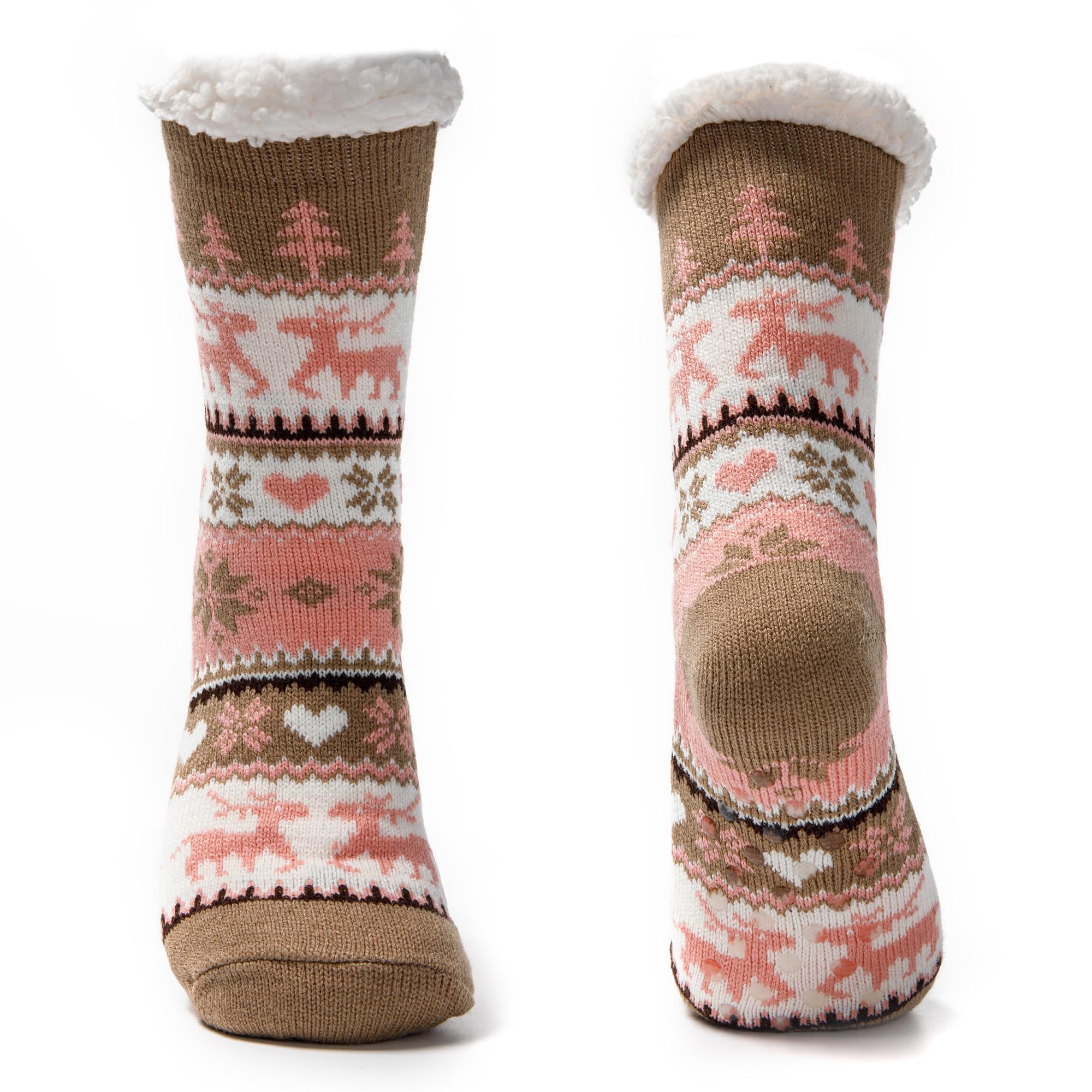 JOMIX Winter Stoppersocken Damen Dicke Socken Rutschfeste Hüttensocken Anti-Rutsch Sohle Flauschige Haussocken Plüschsocken Größe 36-42
