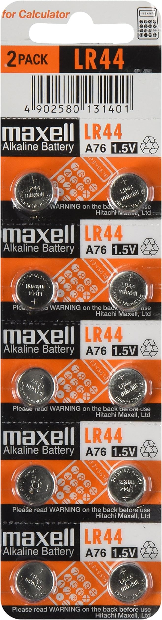 Maxell LR44 1.5V Alkaline Button Cell Gadget Toy Calculator General Use Battery - Pack of 10
