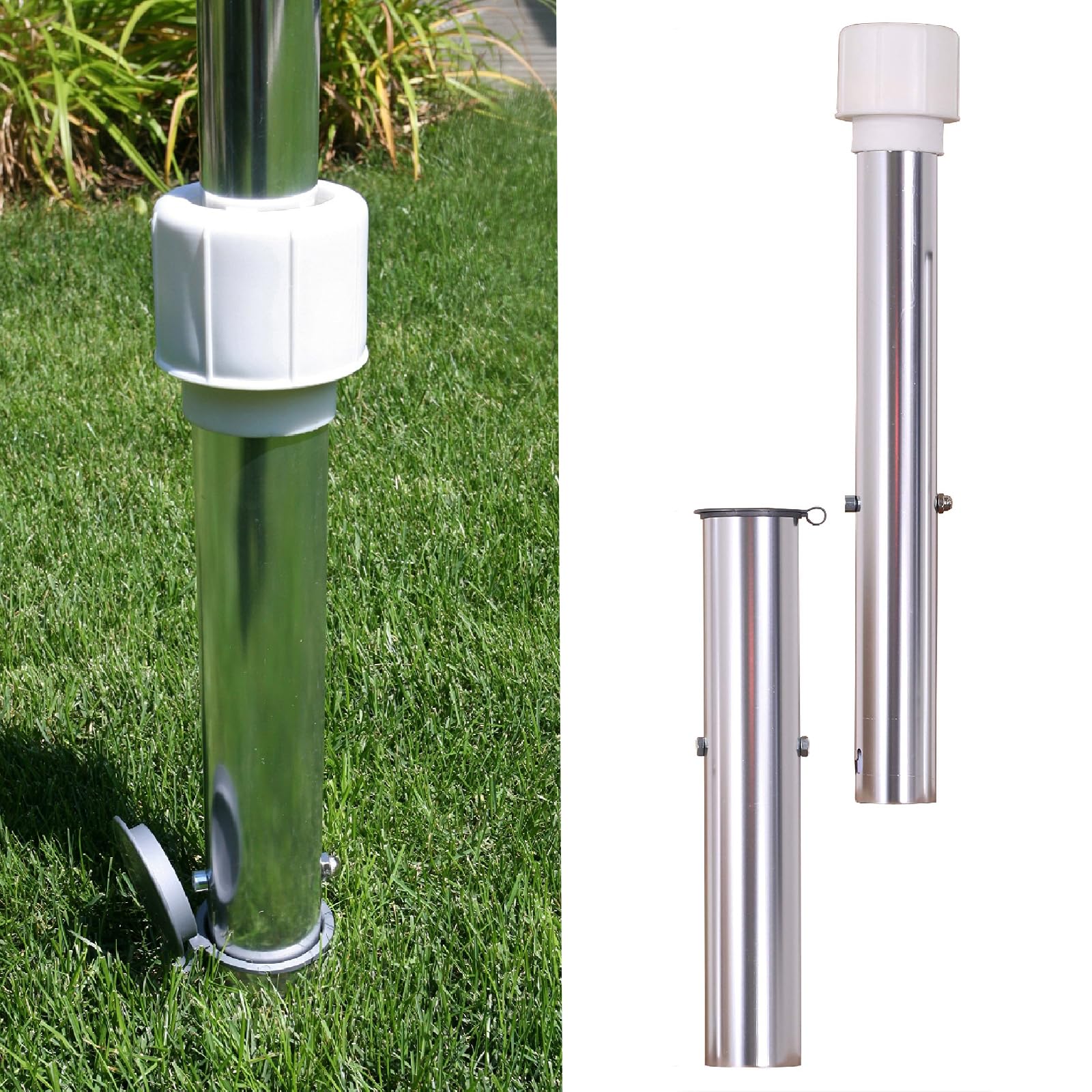 Zupoquk Inground Umbrella Base/Stand,Aluminum Alloy Outdoor Umbrella Stand,Heavy Duty Umbrella Holder for One Size Fits All
