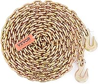 VEVOR G80 Binder Chain 5/16"x20' Tow Chain w/ Grab Hooks, 4900lbs WLL Heavy Duty Logging Transport Chain