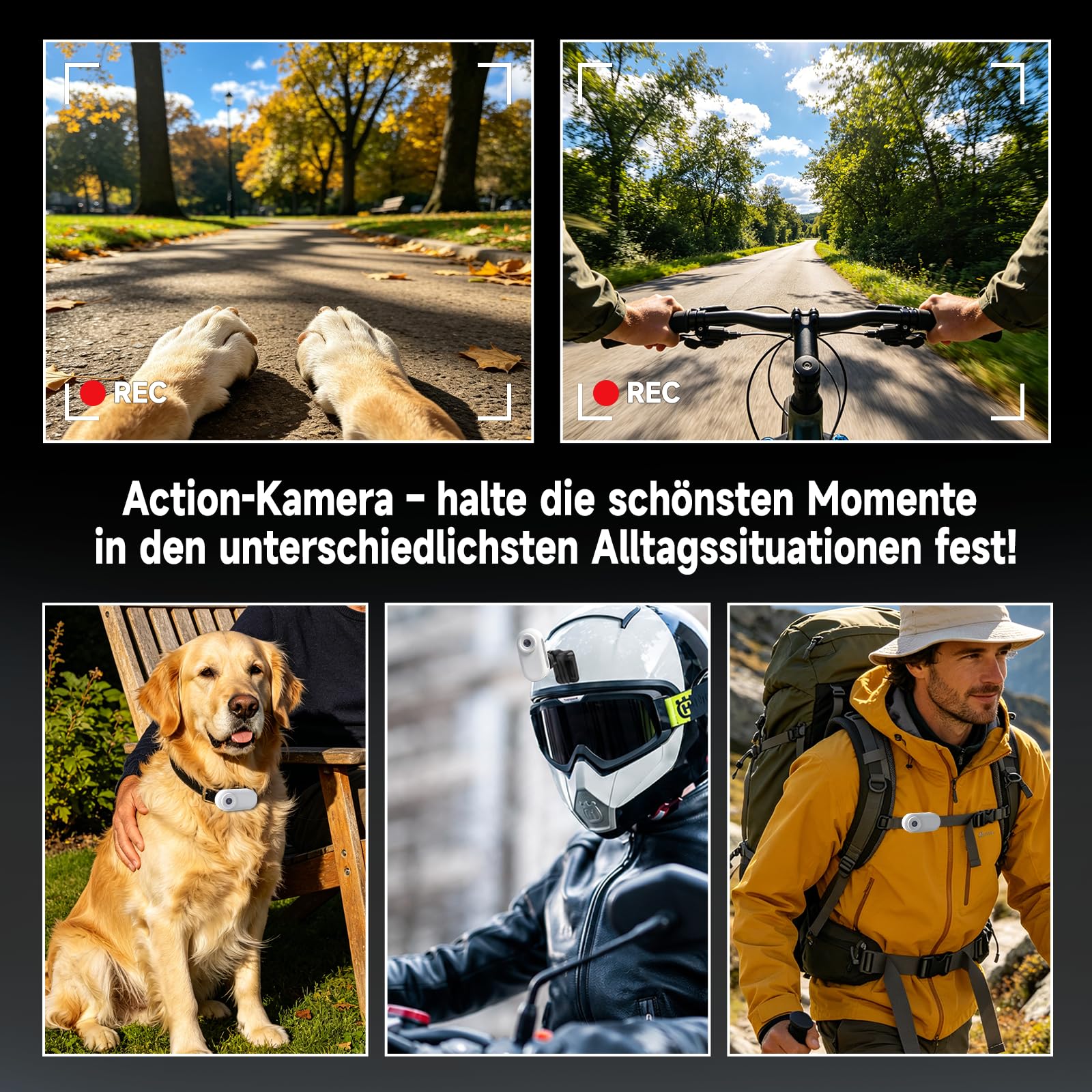 1080P Mini Action Cam Bodycam mit 32GB Karte POV Kamera für Radfahren Reisen Outdoor