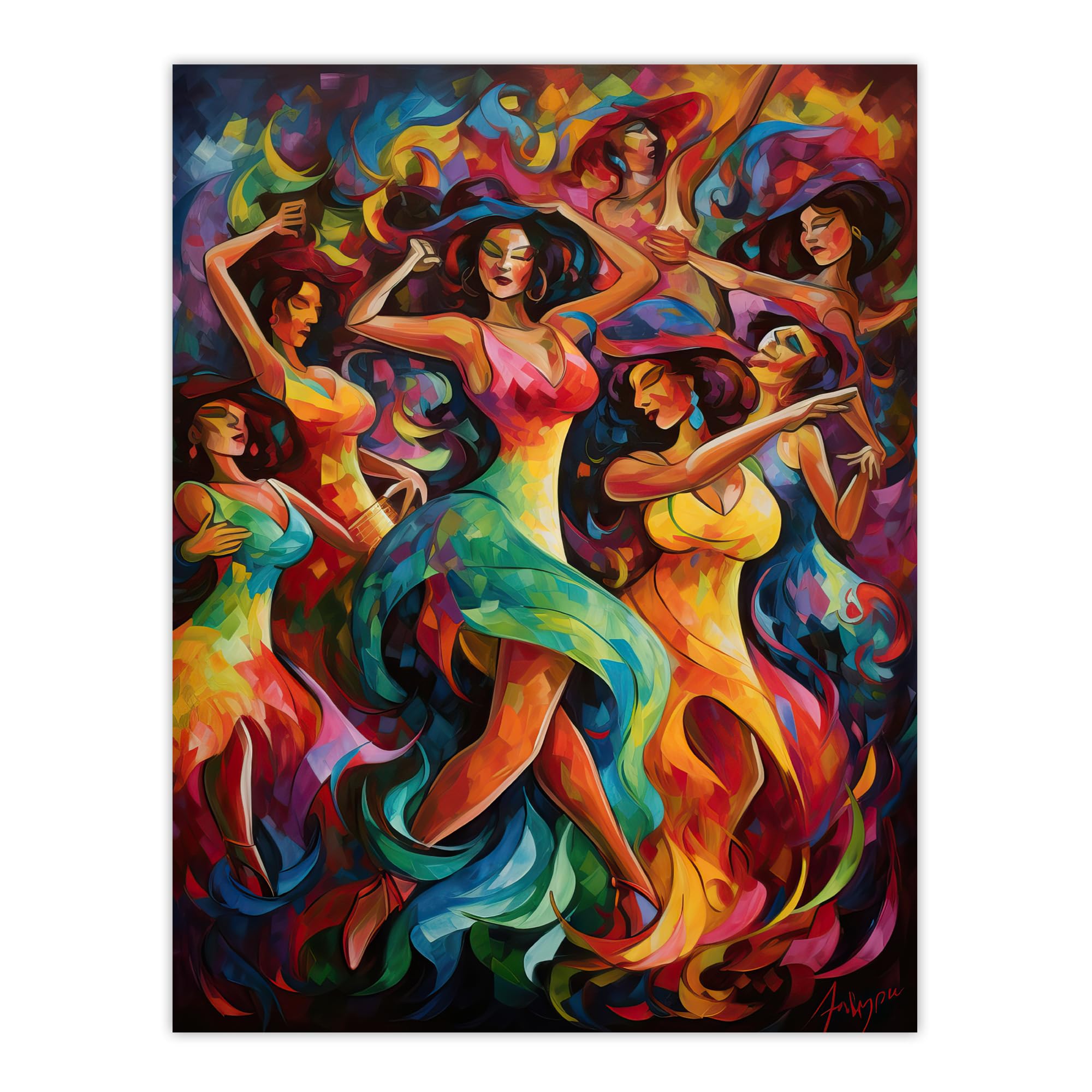 Artery8 Latino South America Colourful Bright Bold Painting Rhythm Body Energy Theatre Arts Artwork Extra Large XL Wall Art Poster Print