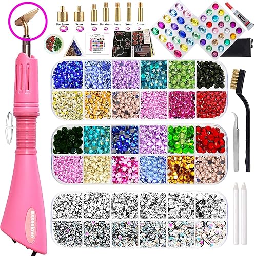 esseelove Bedazzler Kit con diamantes de imitación, herramienta aplicadora de Hotfix, kit de deslumbramiento de diamantes de imitación 3560 para