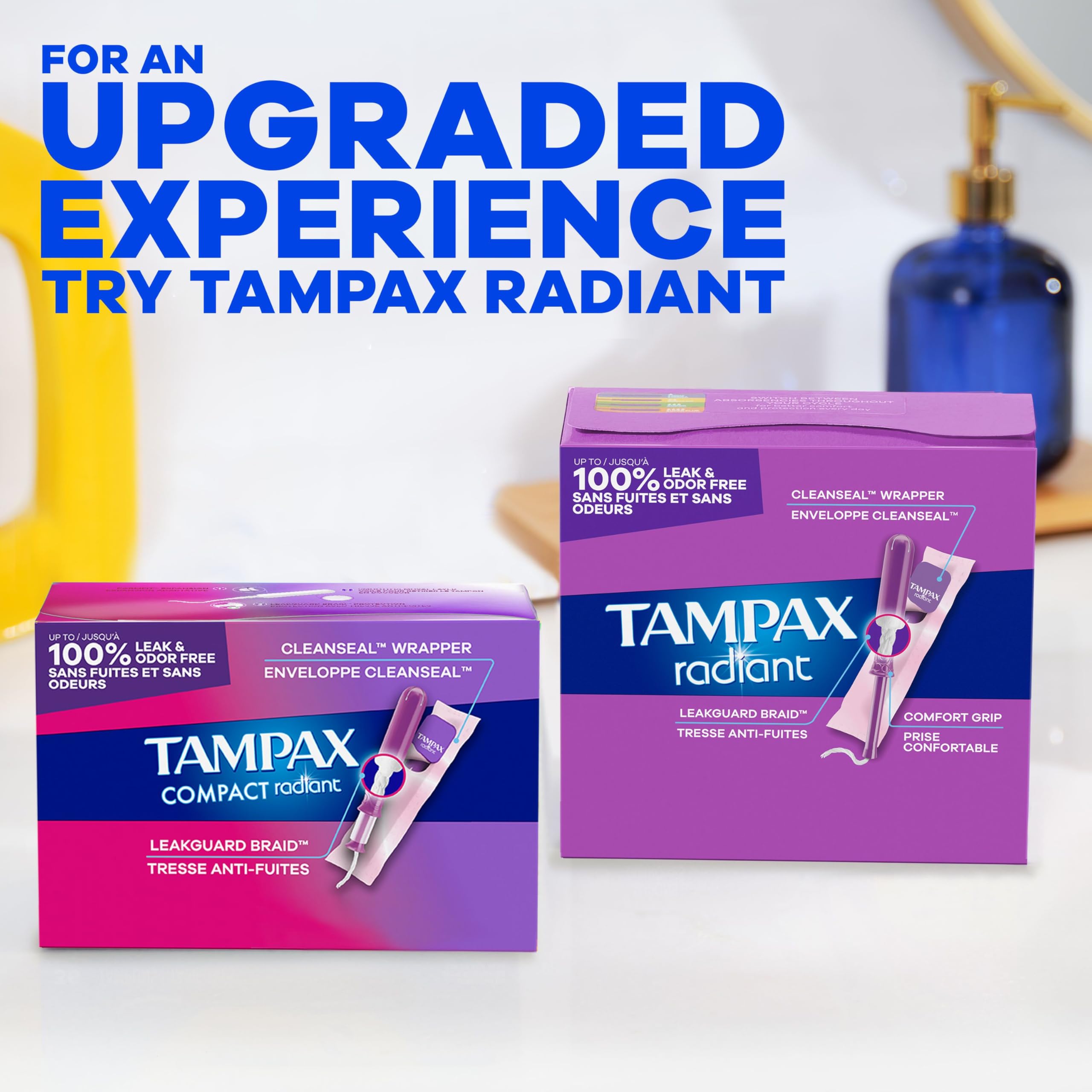 Tampax Compact Pearl Tampons, with LeakGuard Braid & Extendable Applicator, Super Absorbency, Compact Extendable Applicator, Unscented, 16 Count (Packaging May Vary)