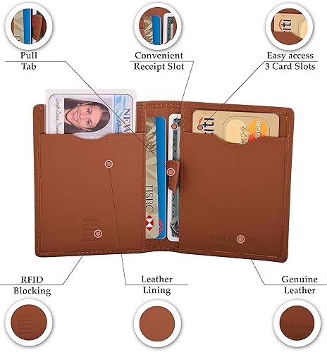 Miniatura 3 de Cartera de piel delgada con bloqueo RFID para hombre