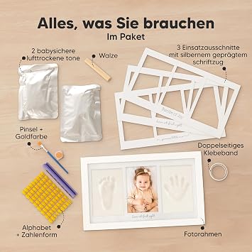 Baby Handprint and Footprint Maker Set Plaster Casts for Newborns Baby Picture FrameBaby Footprint Maker Set Plaster Casts Baby Shower Baby Imprint Set Alpine White