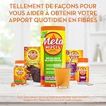 Metamucil, Supplément de Poudre de Psyllium Quotidien, Sucre Réel, Fibre 3-en-1 pour la Santé Digestive, Boisson Saveur Orange Lisse, 72 Portions