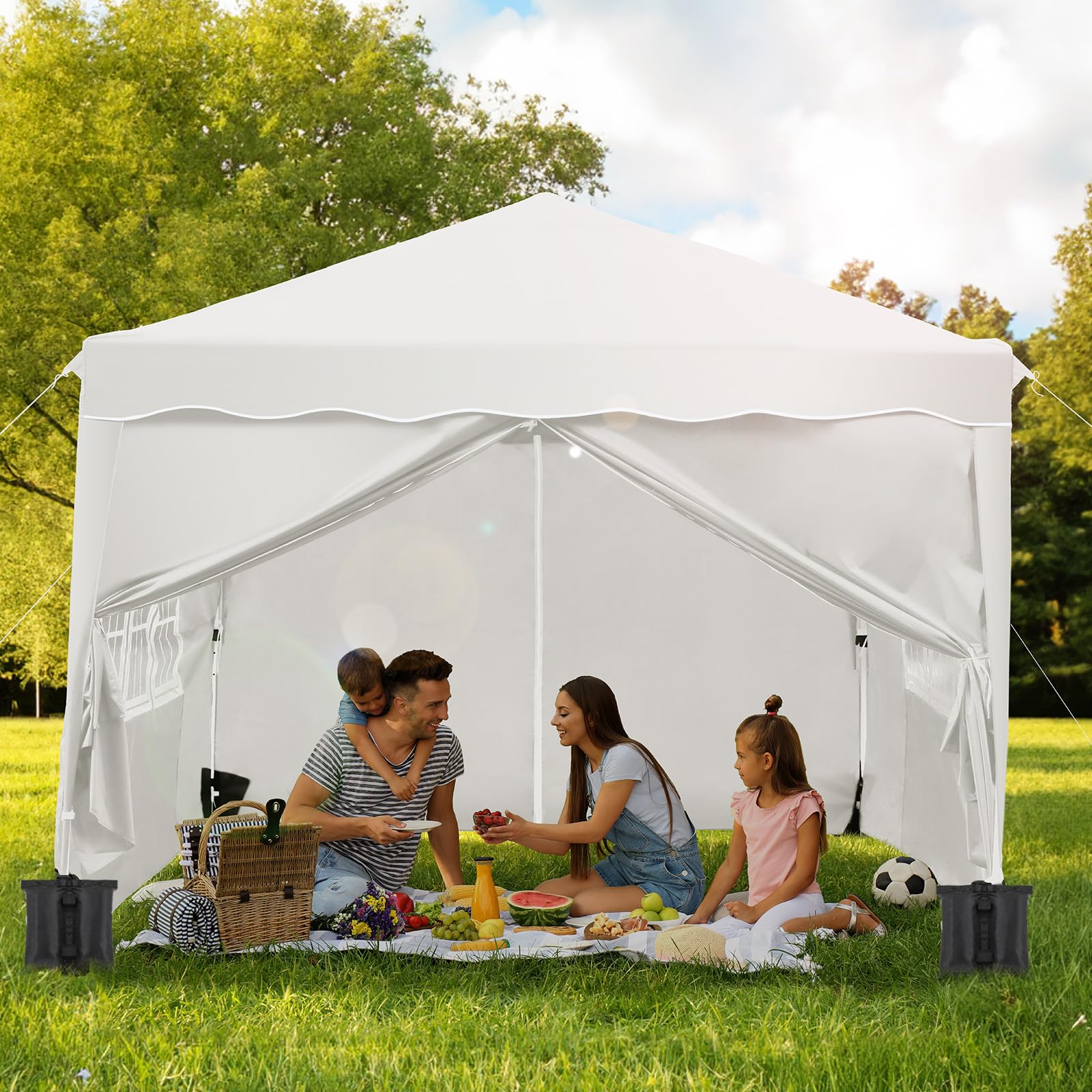 Tonnelle De Jardin 4x6m - Toit Imperméable Et Résistant UV - Panneaux Latéraux Avec Fenêtre - Cadre Acier 37mm