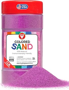 Hygloss Colored Sand for Crafts 1 lb Bottle, Lavender Vibrant Colorful Fine Sensory Play Sand Art Kits for Kids Classroom Activities for Children 3 4 5 6 7 8 9 10 11 12 Safe for Ages 3+