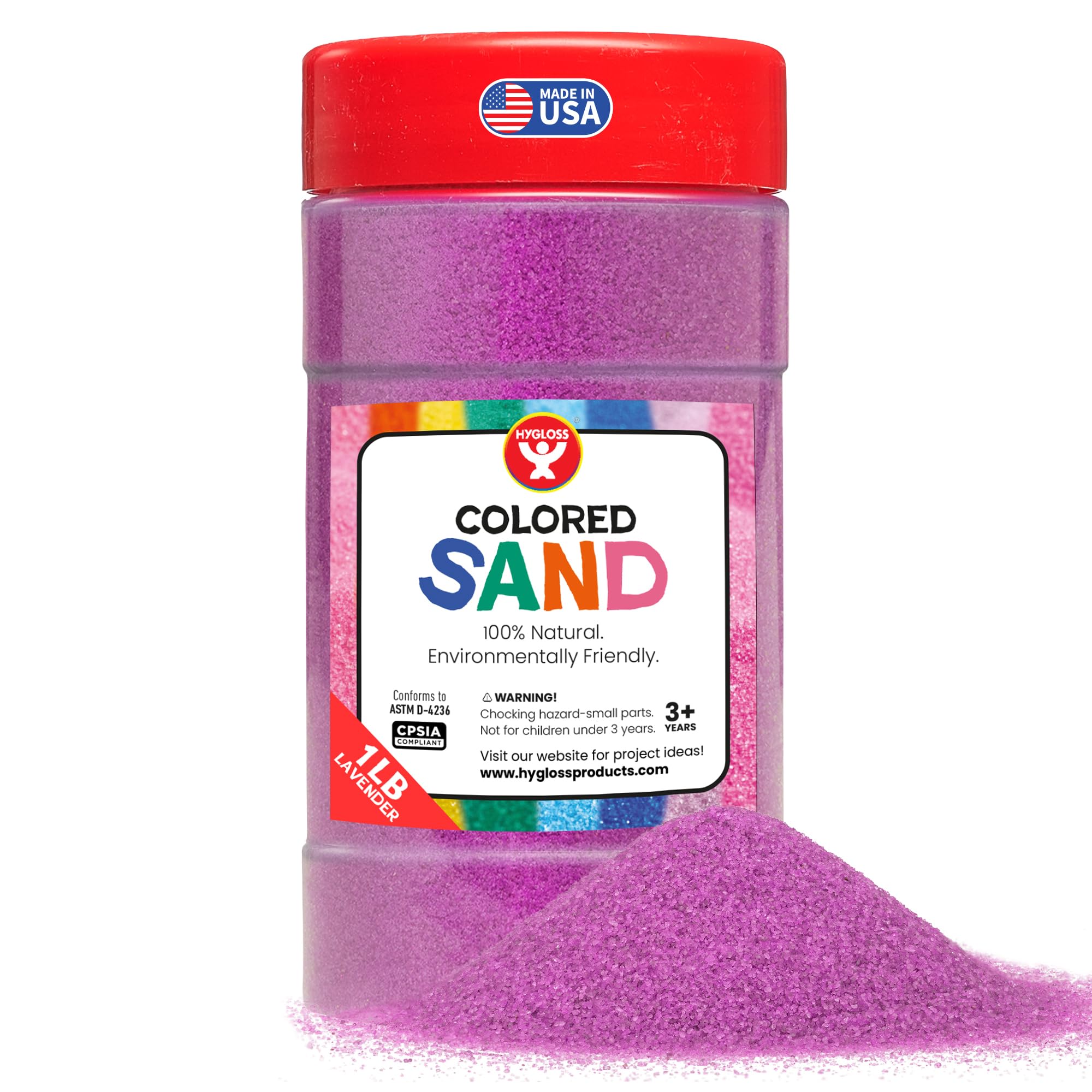 Hygloss Colored Sand for Crafts – 1 lb Bottle, Lavender – Vibrant Colorful Fine Sensory Play Sand Art Kits for Kids – Classroom Activities for Children 3 4 5 6 7 8 9 10 11 12 – Safe for Ages 3+