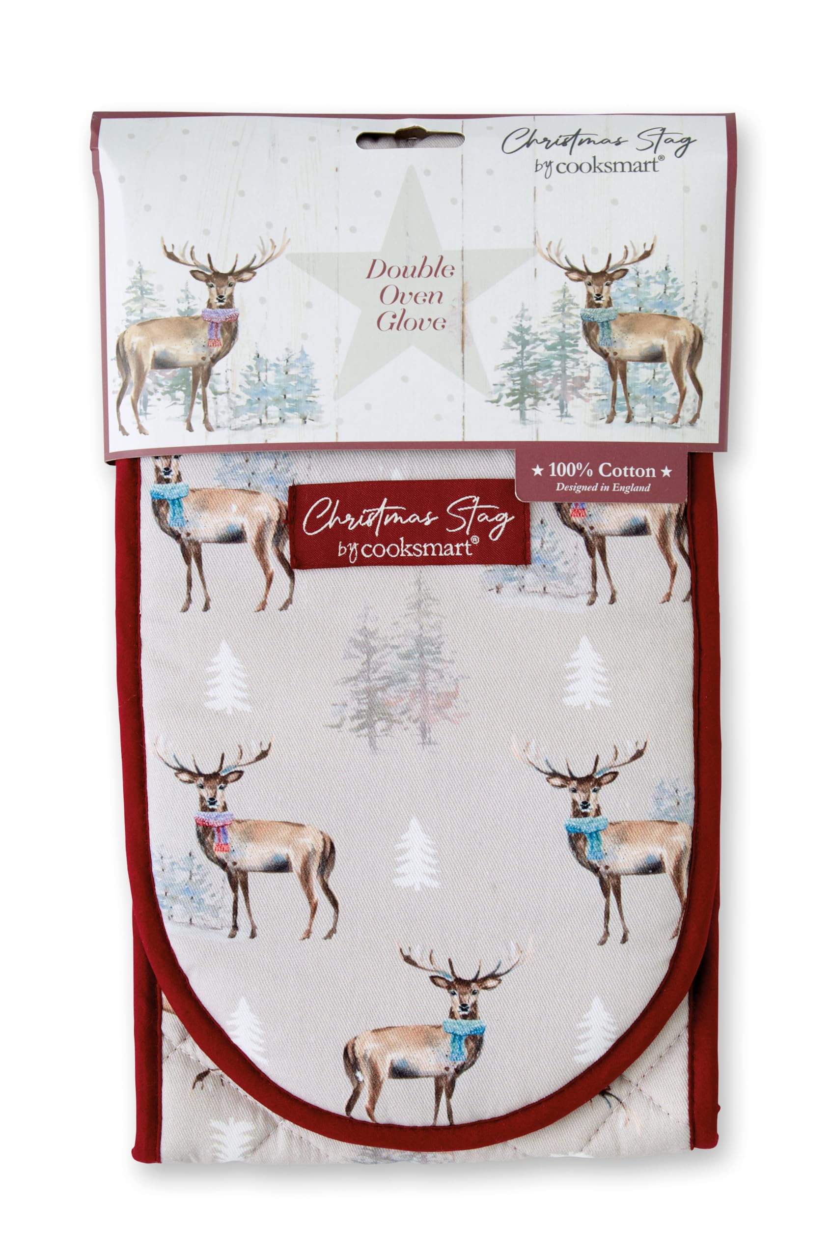 Cooksmart Double Oven Gloves - Heat Resistant Modern Oven Mitt & Potholder for Home Cooking - English Meadows
