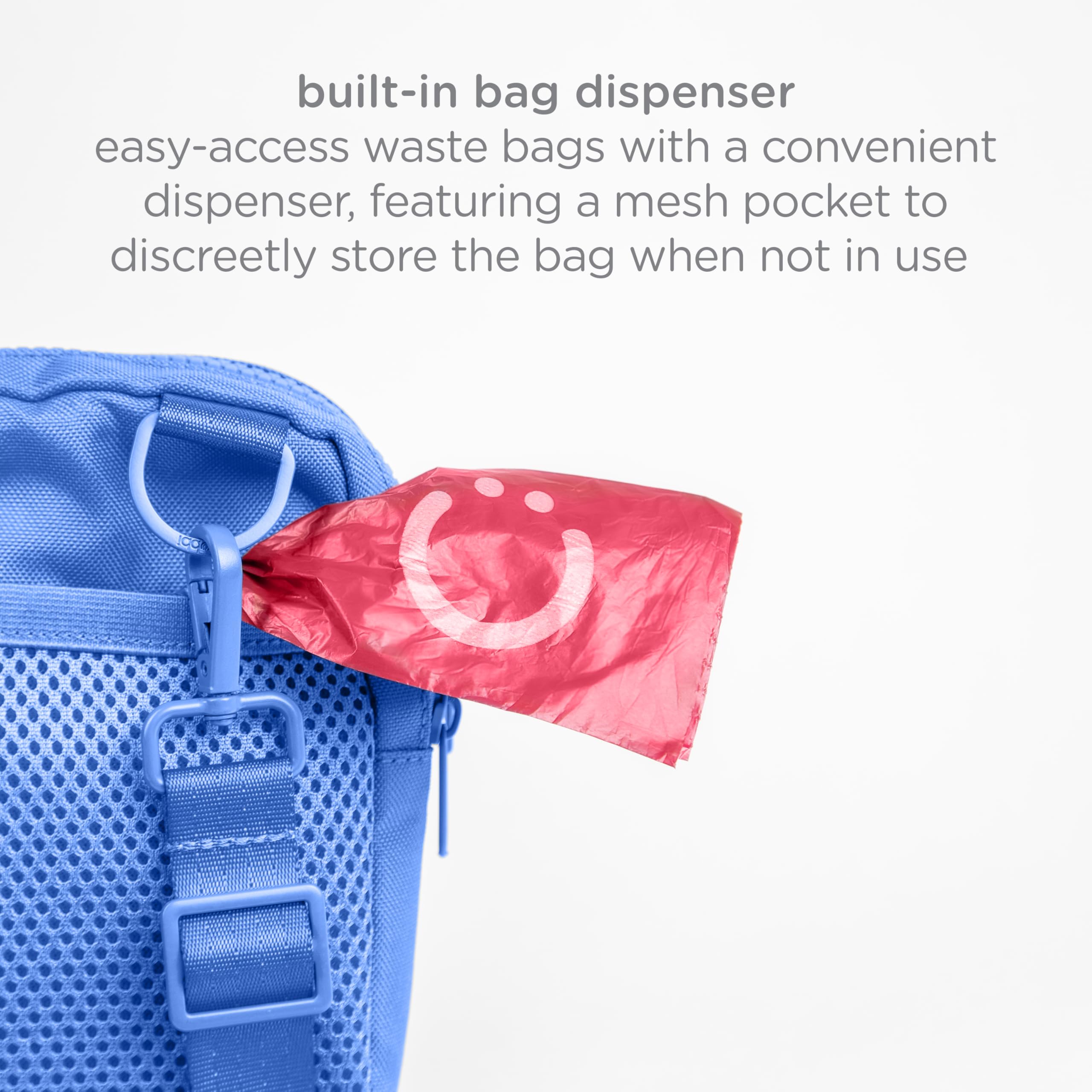 Ubbi Pochette à friandises pour Chien, entraînement Mains Libres, Distributeur de Sacs à déjections Canines intégré, Plusieurs Positions de Sangle réglables, Bleu