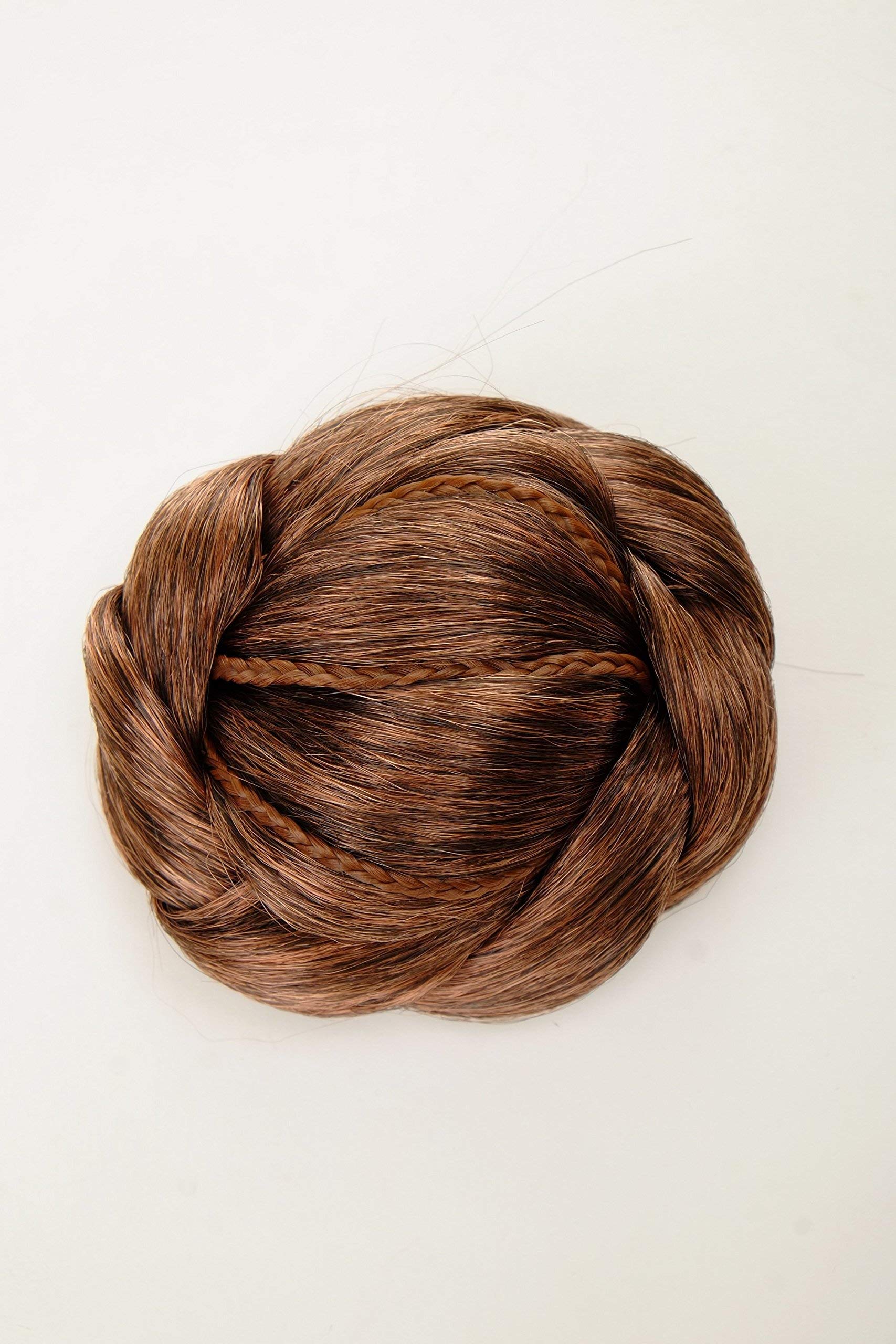 WIG ME UP - N672-4T30 Hairbun Hairpiece bun hair knot braided elaborate traditional custom chestnut brown mix - Image 3