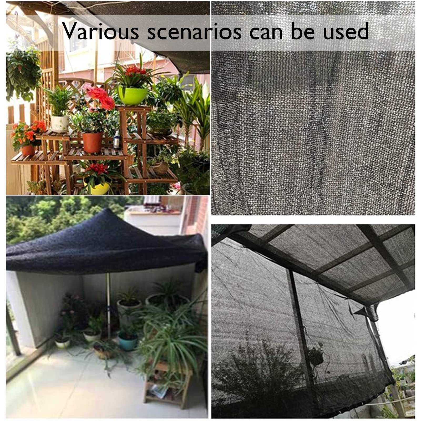 Paño de sombra negro resistente a los rayos UV para plantas, red de malla de 33 x 33 pies con ojales, cubierta de jardín para flores y verduras de patio