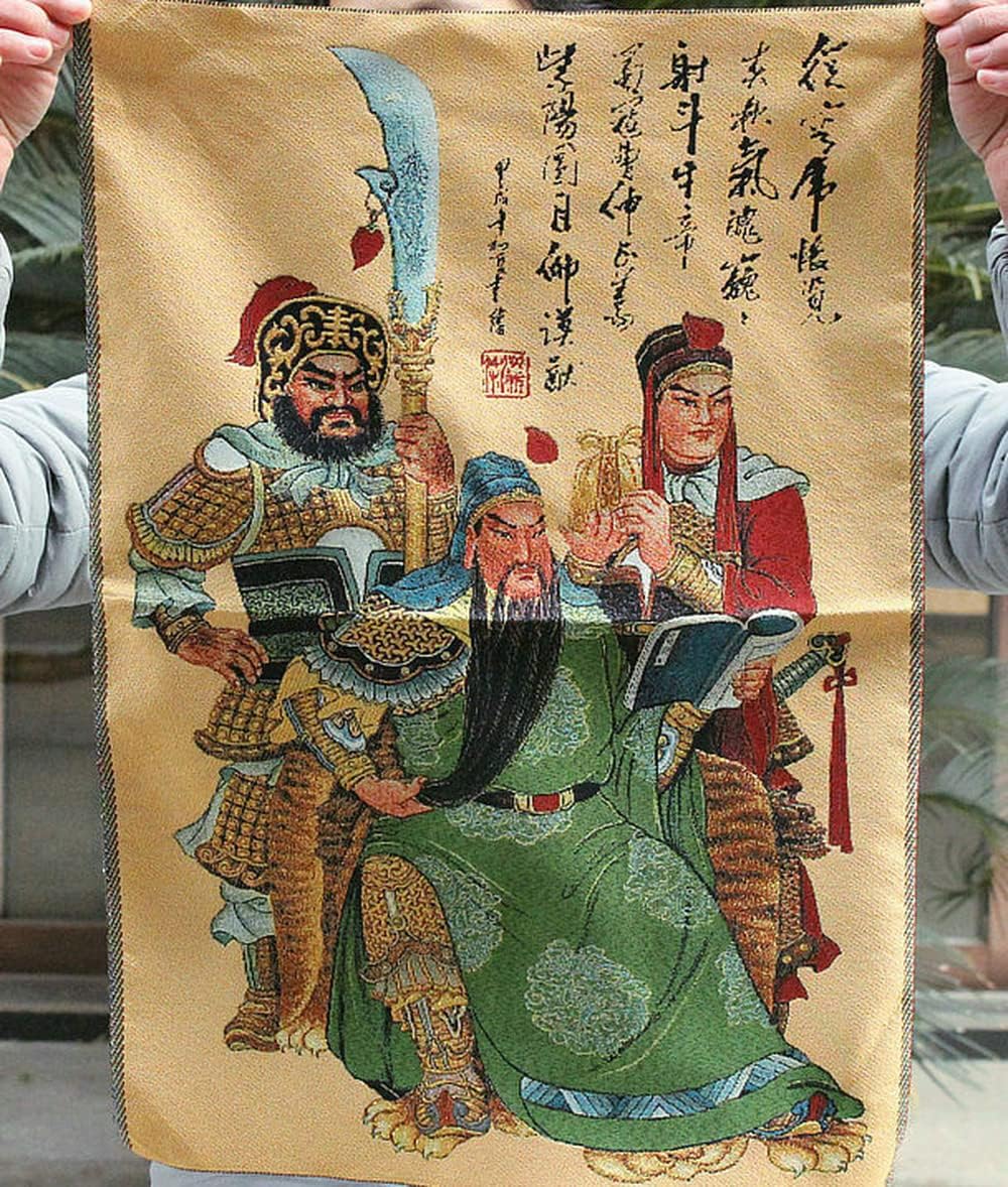 XIALON 35.4inch Chinese Tibet Buddhism Cloth Silk Guan Gong GuanYu Thangka Thanka Mural