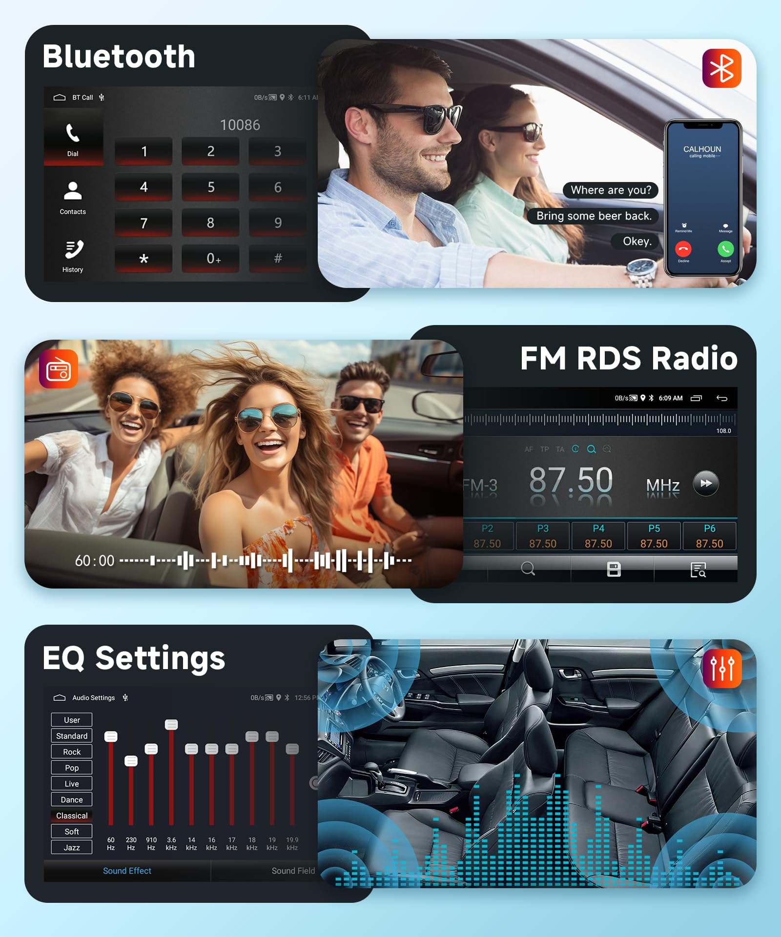 【2+64G】 Hodozzy Carplay Android Auto Autoradio pour Peugeot 407 2004-2011,9 Pouce Touchsreen Bluetooth Poste Radio Voiture avec GPS/WiFi/RDS/FM/USB+Camera de Recul