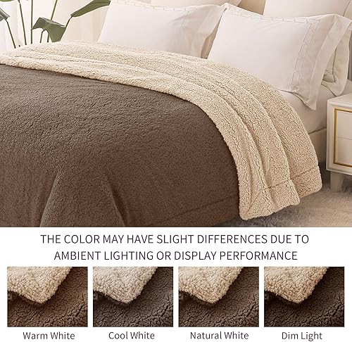 Miniatura 5 de Exclusivo Mezcla Manta reversible de forro polar Sherpa tamaño Queen, manta de felpa suave para sofá y cama, mantas gruesas y cálidas para todas las