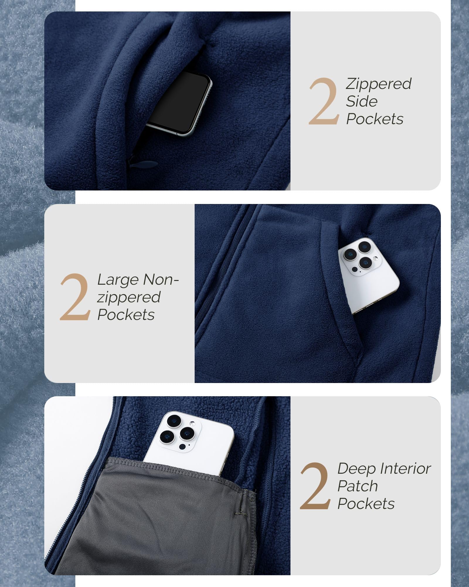 Outdoor Ventures Damen Fleecejacke mit Durchgehendem Reißverschluss Hoodie Frauen Fleece Sweatjacke Warm Kapuzenjacke Outdoor Damenjacke mit 6 Taschen für Wandern und Freizeit