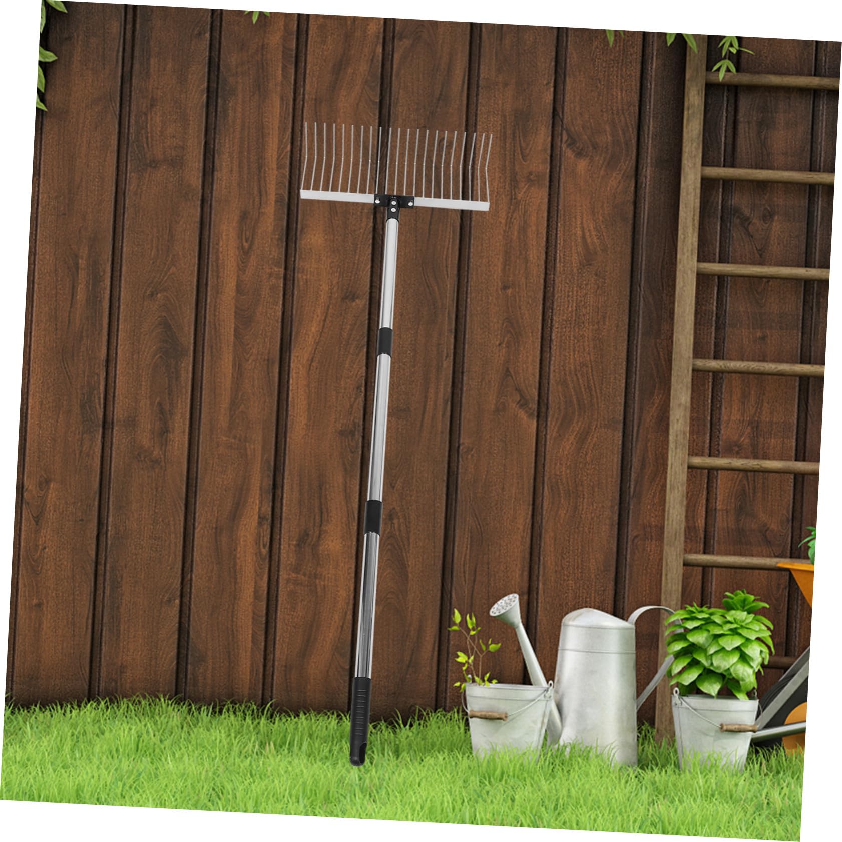 Toyvian Rastrello da Giardino Regolabile in Metallo per Foglie Prato e Terreno Rastrello Telescopico per Giardinaggio Livellamento e Raccolta Foglie