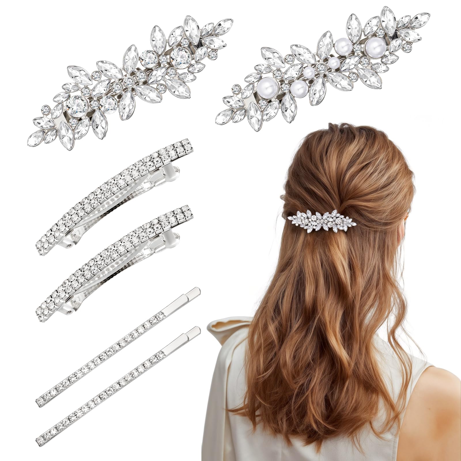 Barrettes à cheveux en strass fixez vos mèches avec élégance - 14