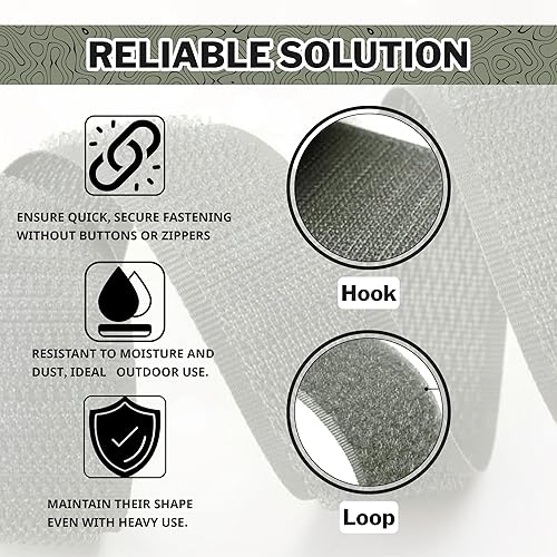 Miniatura 3 de Cinta de velcro verde follaje de 1 pulgada de ancho para coser, sin adhesivo, de 1 yarda de longitud, cinta de velcro de nailon verde, juego de