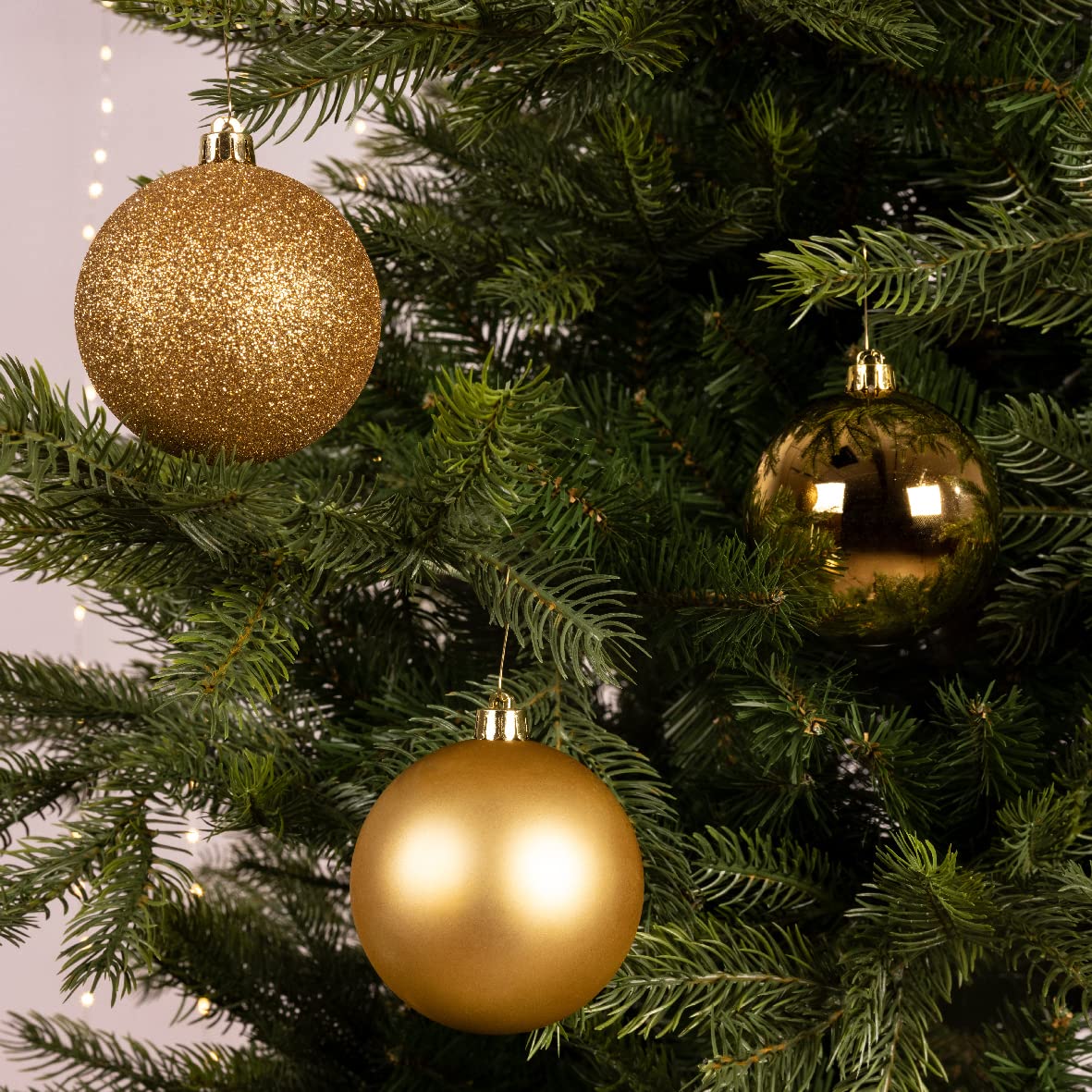 Lote de 34 Bolas de Navidad Surtidas Alpina Oro