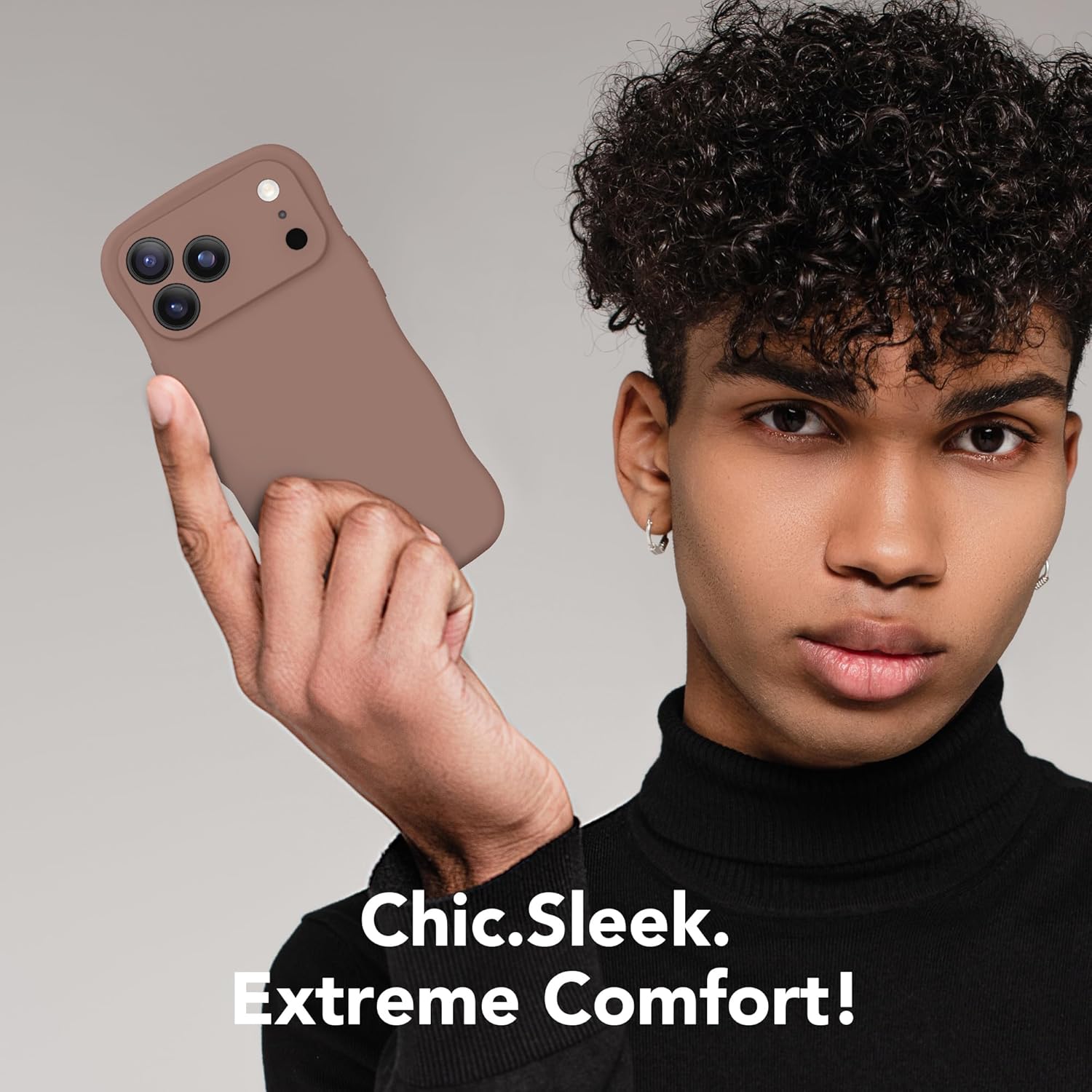 Magnetic for iPhone 17 Pro Case, [Full Camera Protection][Compatible with MagSafe] Cute Wave Frame Silicone Shockproof Protective Phone Case for iPhone 17 Pro 6.3", Brown - Image 6