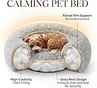 Vista 3 de Cama para perros pequeños, cama mullida para cachorros, lavable, dona, antideslizante, 15 pulgadas