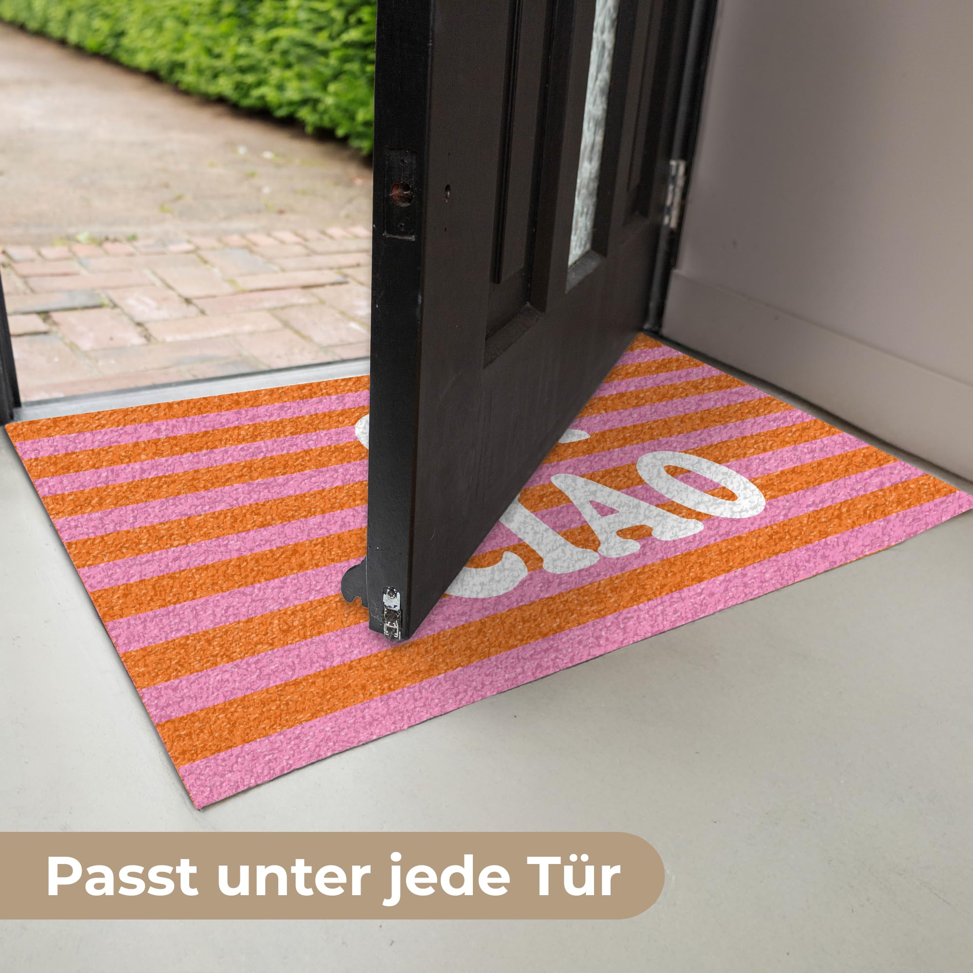 MuchoWow© Fussmatte innen Schmutzfangteppich türmatten Eingang Abtreter Tür | 40x60 cm - Matte für Schuhe Balkon Haustür dünne Schmutzläufer Ciao - Zitat - Streifen