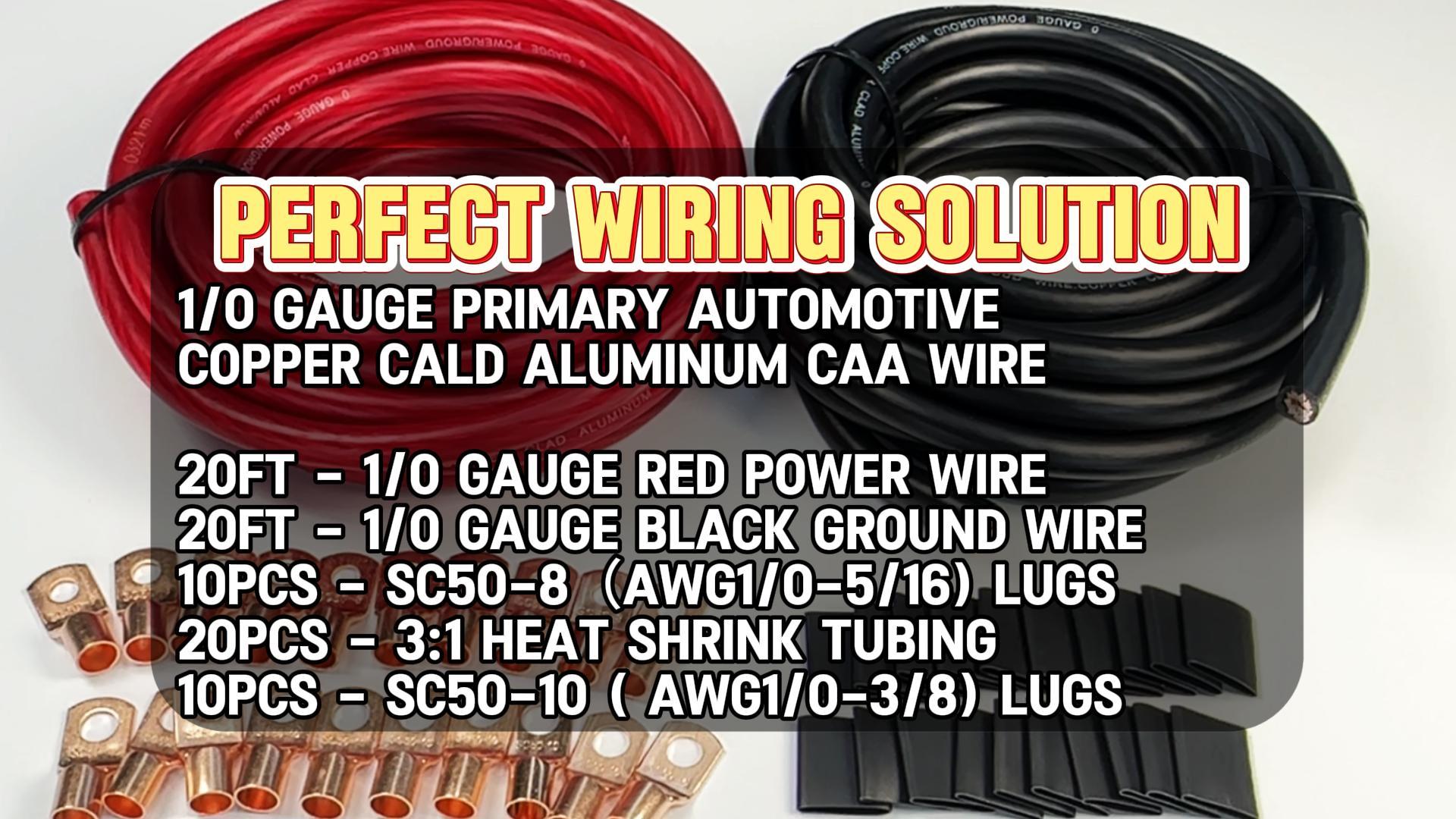 Amazon.com: 1/0 Gauge Wire(20ft Each - Red/Black) Copper Clad