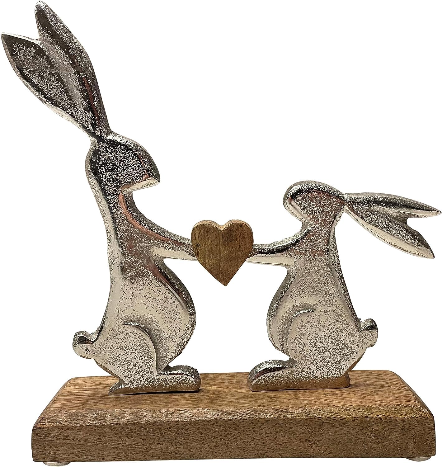 Khevga Brown, Metal Easter Decoration Figurine Easter Bunny Mango Wood Metal Silver (29 X 29 X 5)