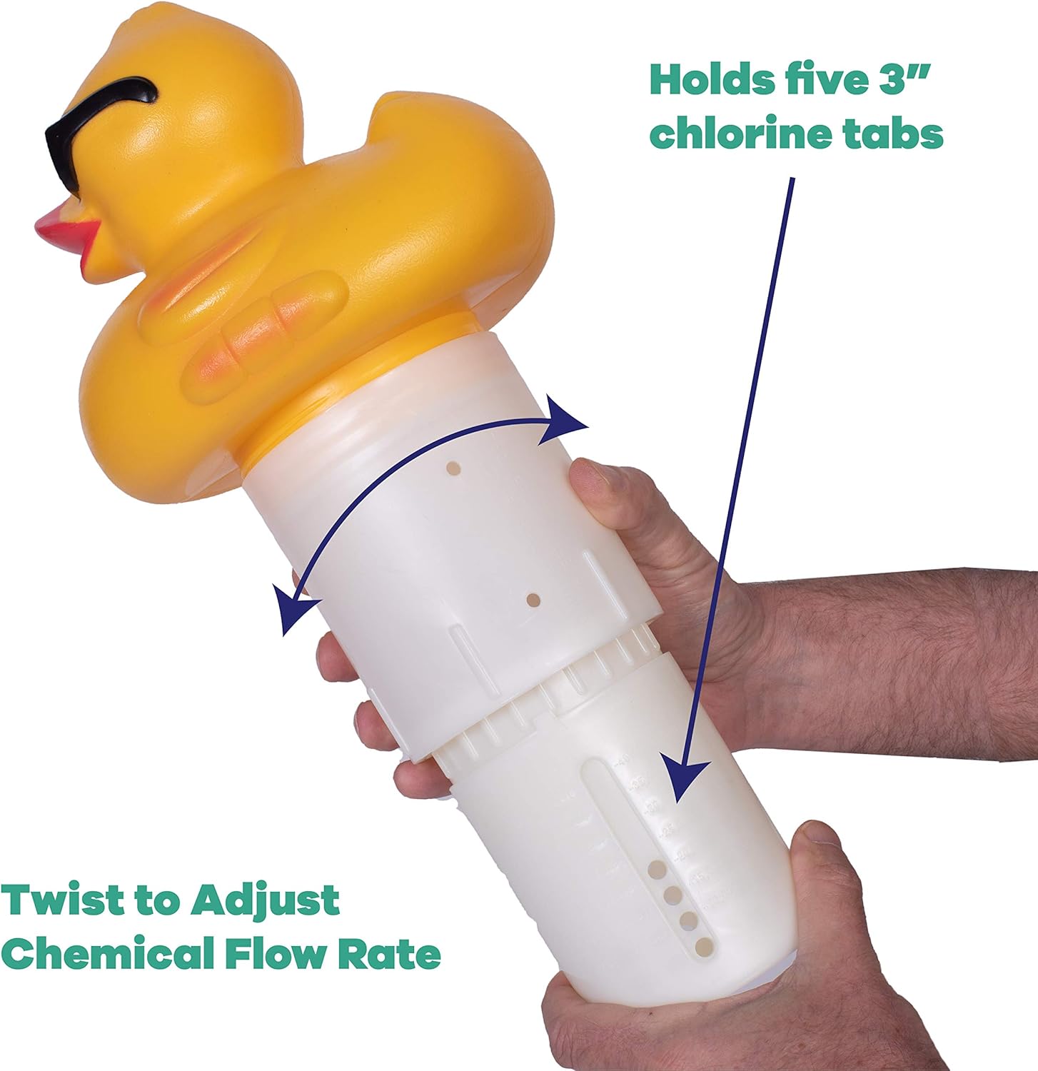 GAME 4002 Derby Duck, 3 Inch Chlorine, Five Tablet Capacity Above-or Inground Pool Use, Adjustable Dispensing Rate
