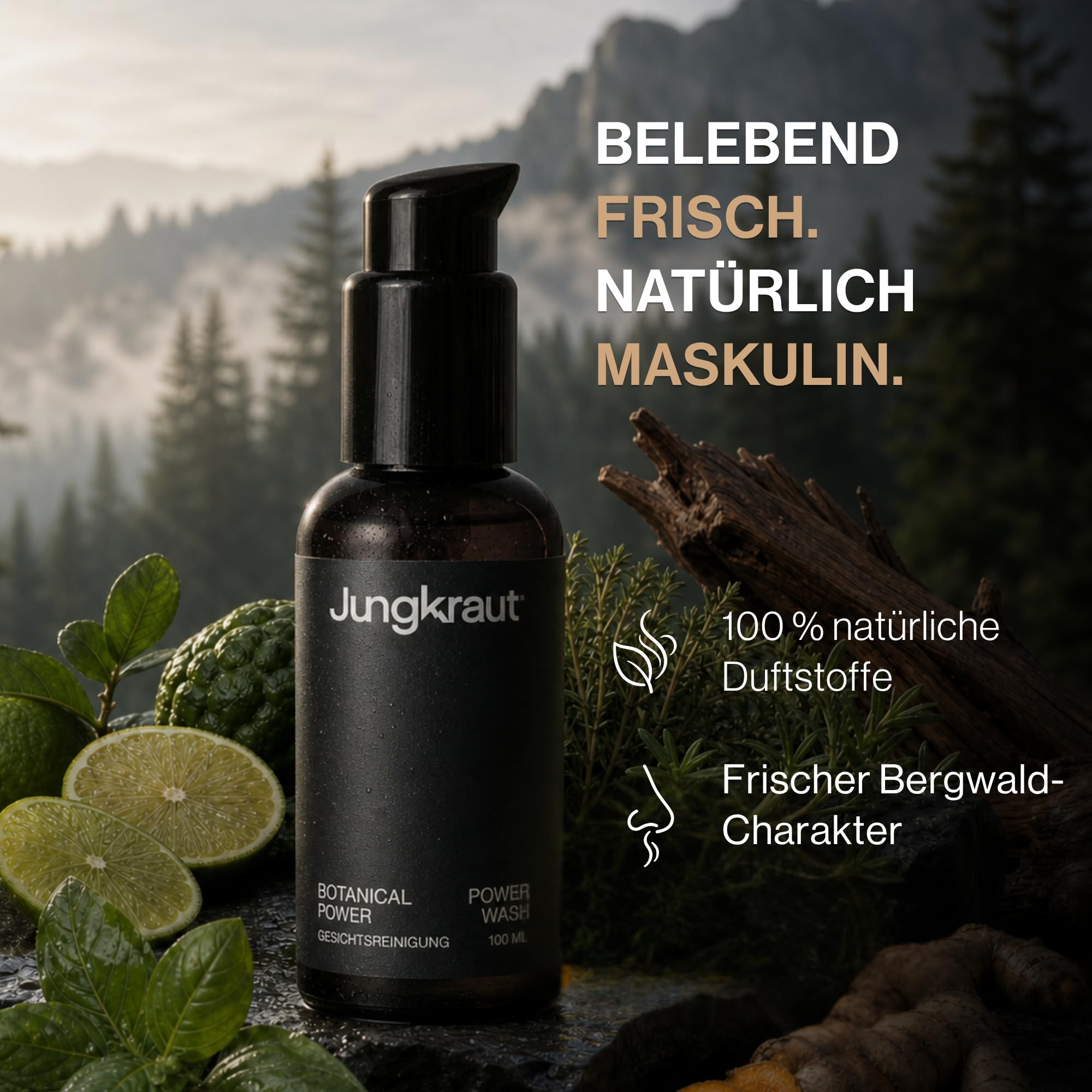 Gesichtspflegeset für Männer, Schnelle Gesichtspflege mit Reinigungsgel, Feuchtigkeitscreme und Serum, spendet Feuchtigkeit, gegen fettige Haut, Anti-Aging Effekt, natürlich, aus der Schweiz