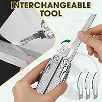 Vista 7 de Multper Multitools Pliers Pro, herramienta múltiple mejorada con cuchillo de Damasco, cortadores de alambre reemplazables y juego