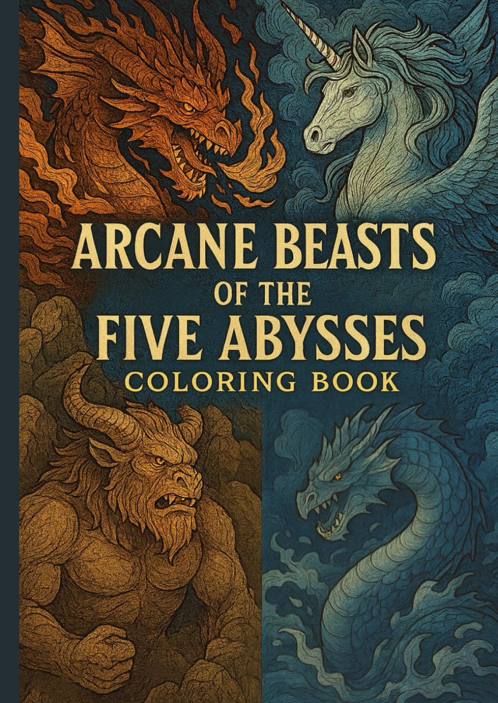 Arcane Beasts of the Five Abysses: Dark Fantasy Elemental Creature Coloring Book (Fantastical Creatures Art Series – Vol.2)