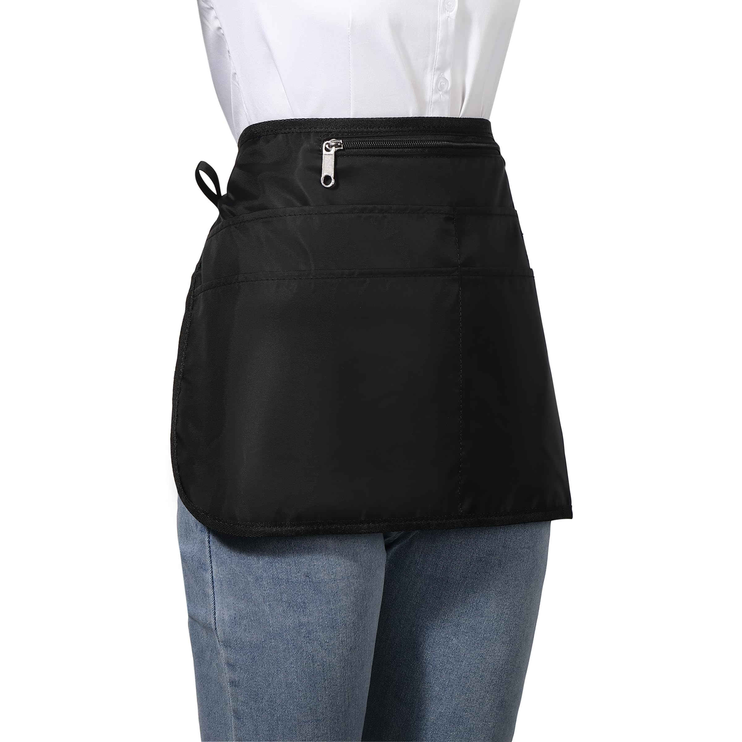 Delantal impermeable para mujer con 6 bolsillos, para poner y quitar rápidamente, delantal de trabajo para camarero, barista
